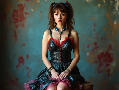Portrait Of A Young Woman In Gothic Style Dress