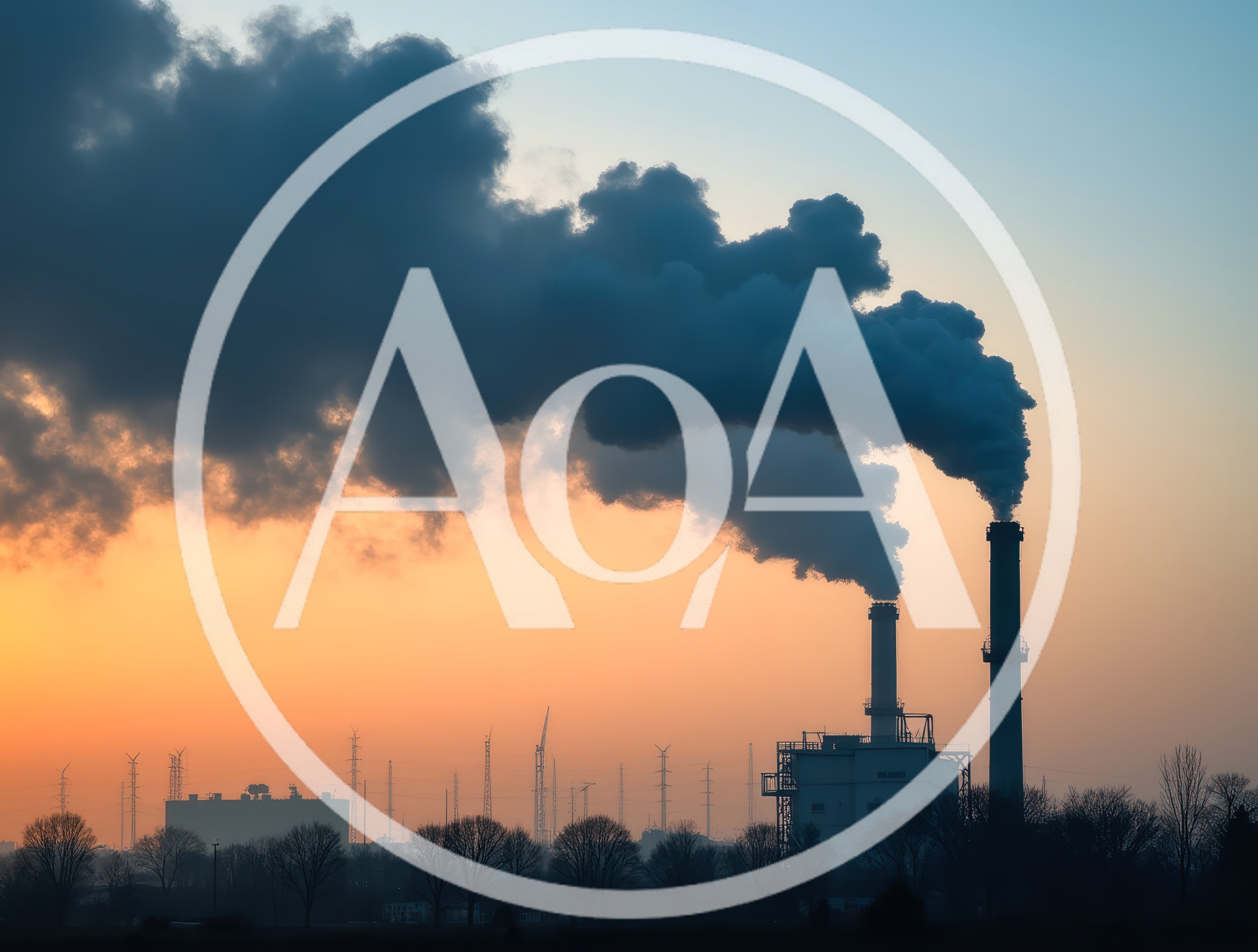 Industrial Power Plant Smokestacks Emitting Thick Smoke