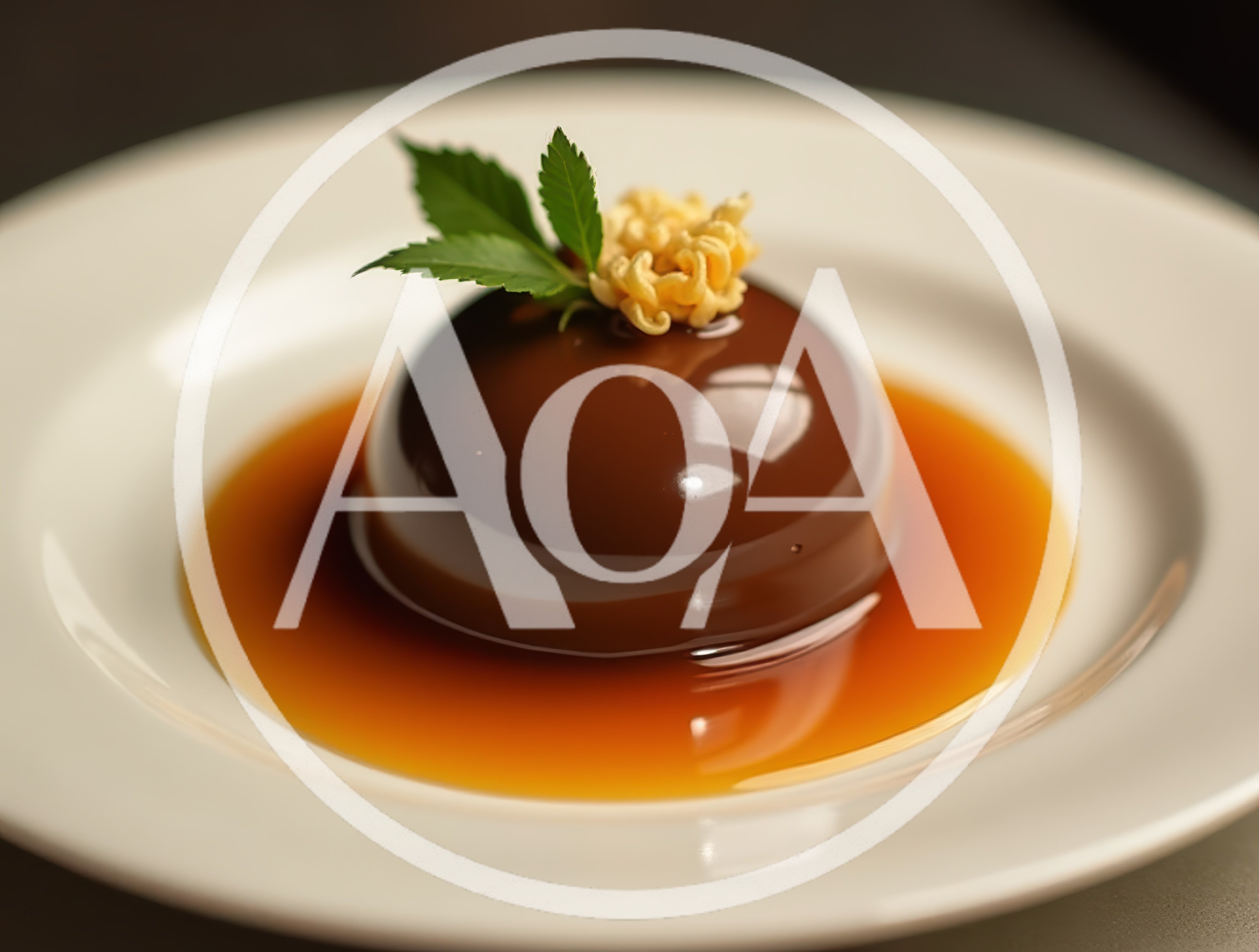 Gourmet Chocolate Dome Dessert With Caramel Sauce