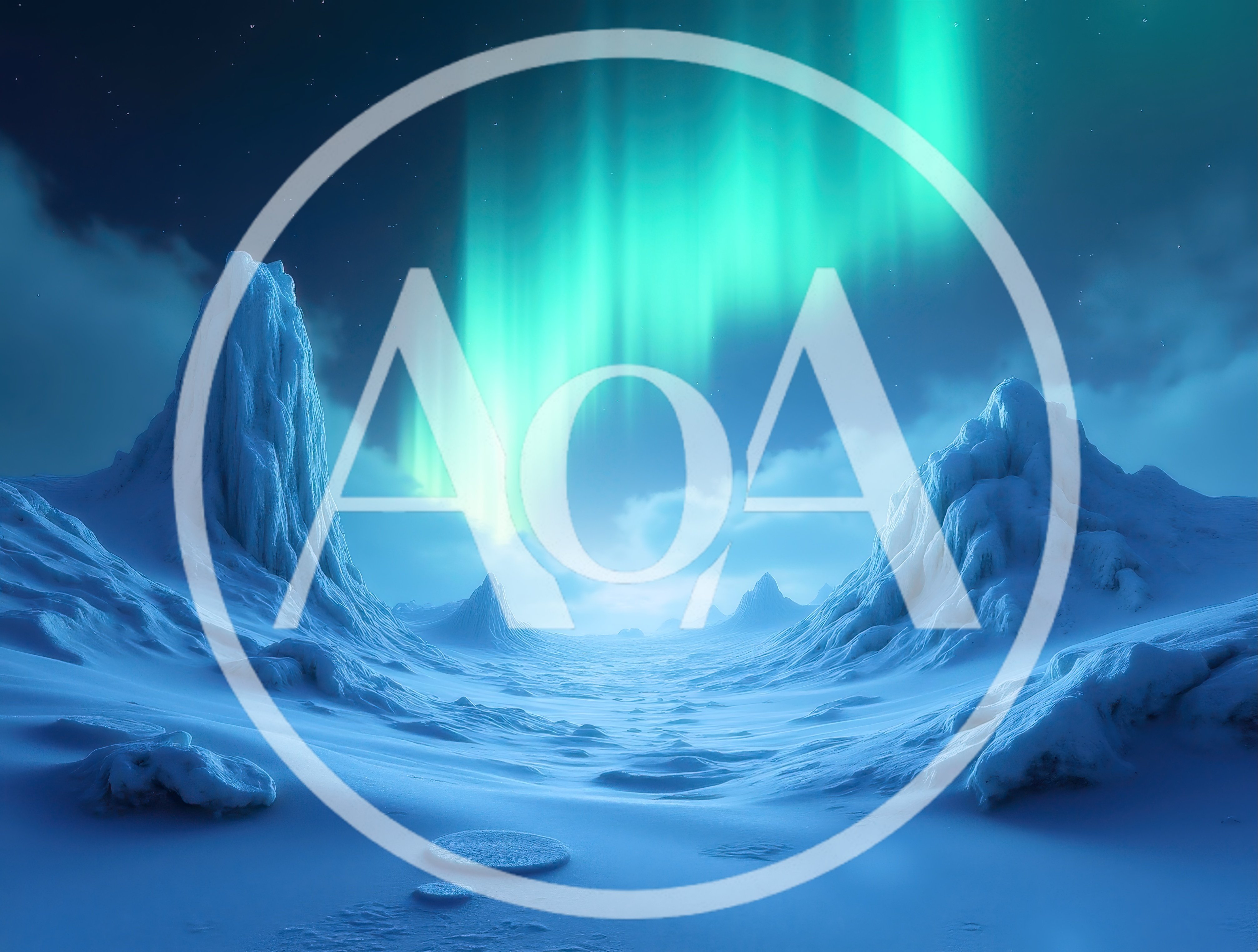 Arctic Landscape With Aurora Borealis Over Snowy Mountains