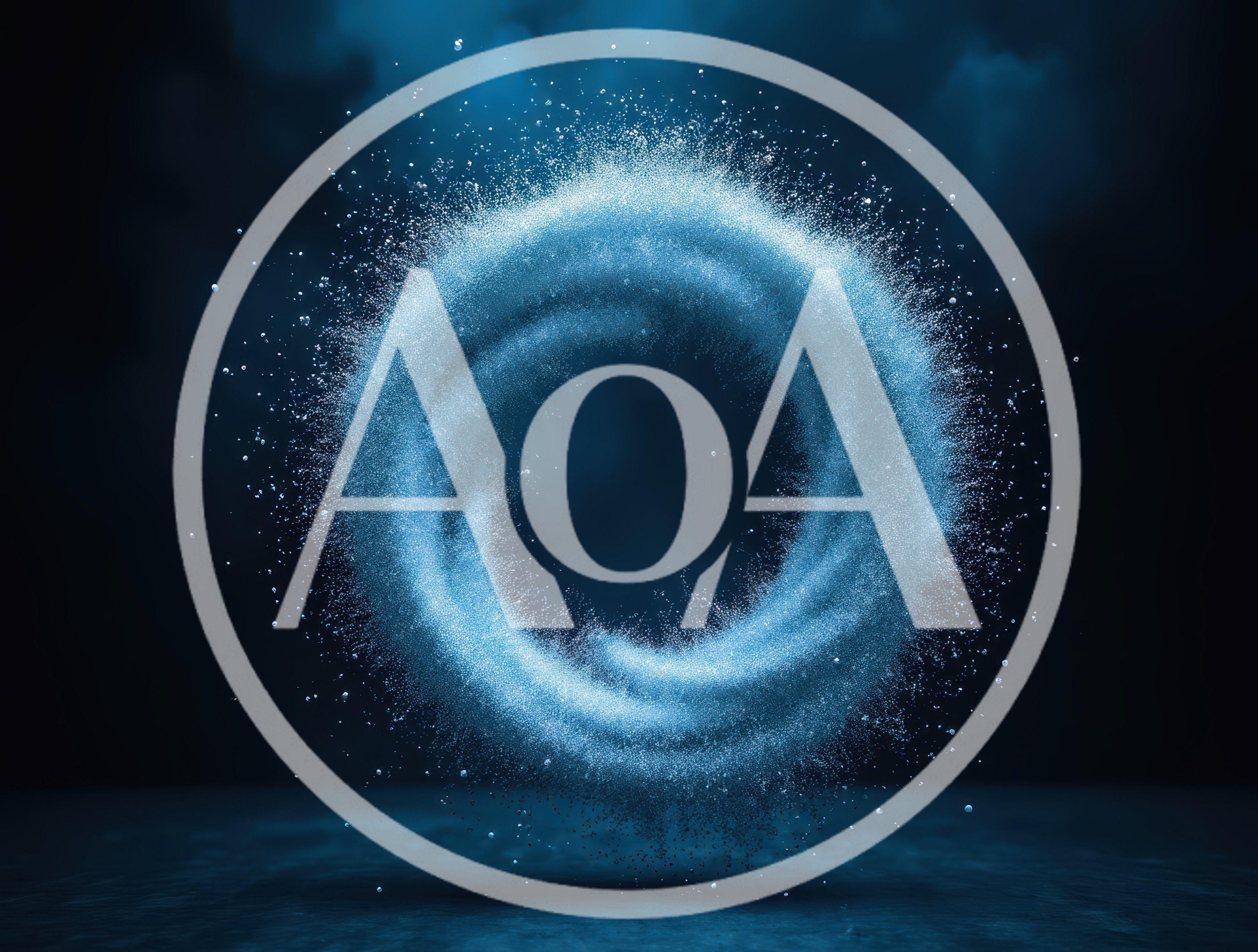 Abstract Blue Particle Vortex Swirling In Dark Space