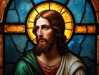 Stained Glass Portrait Of Jesus Christ