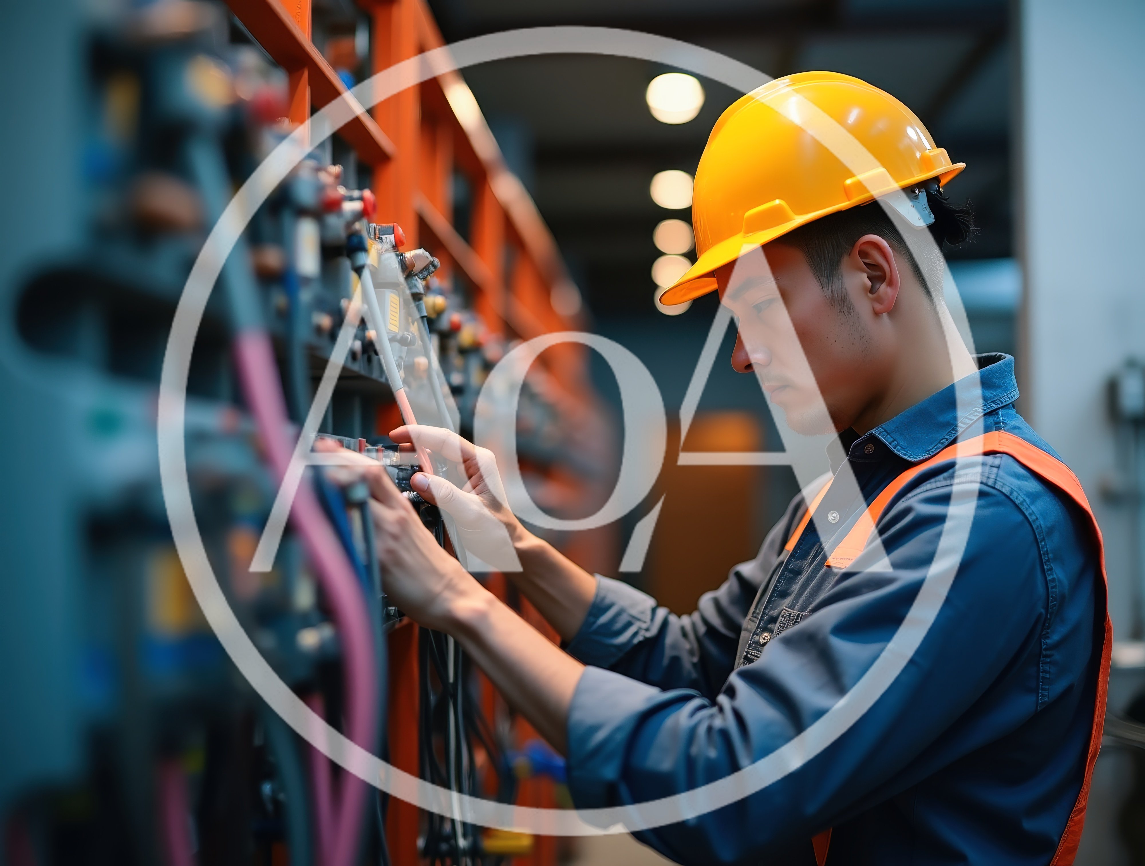 Technician Inspecting Industrial Electrical Control Panel