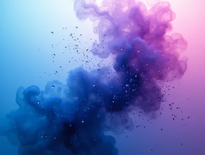 Abstract Blue And Purple Ink Cloud With Water Droplets