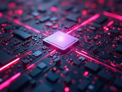 Central Processing Unit On A Futuristic Circuit Board