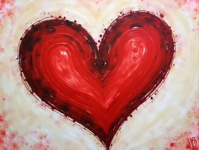 Abstract Red Heart Oil Painting On Canvas