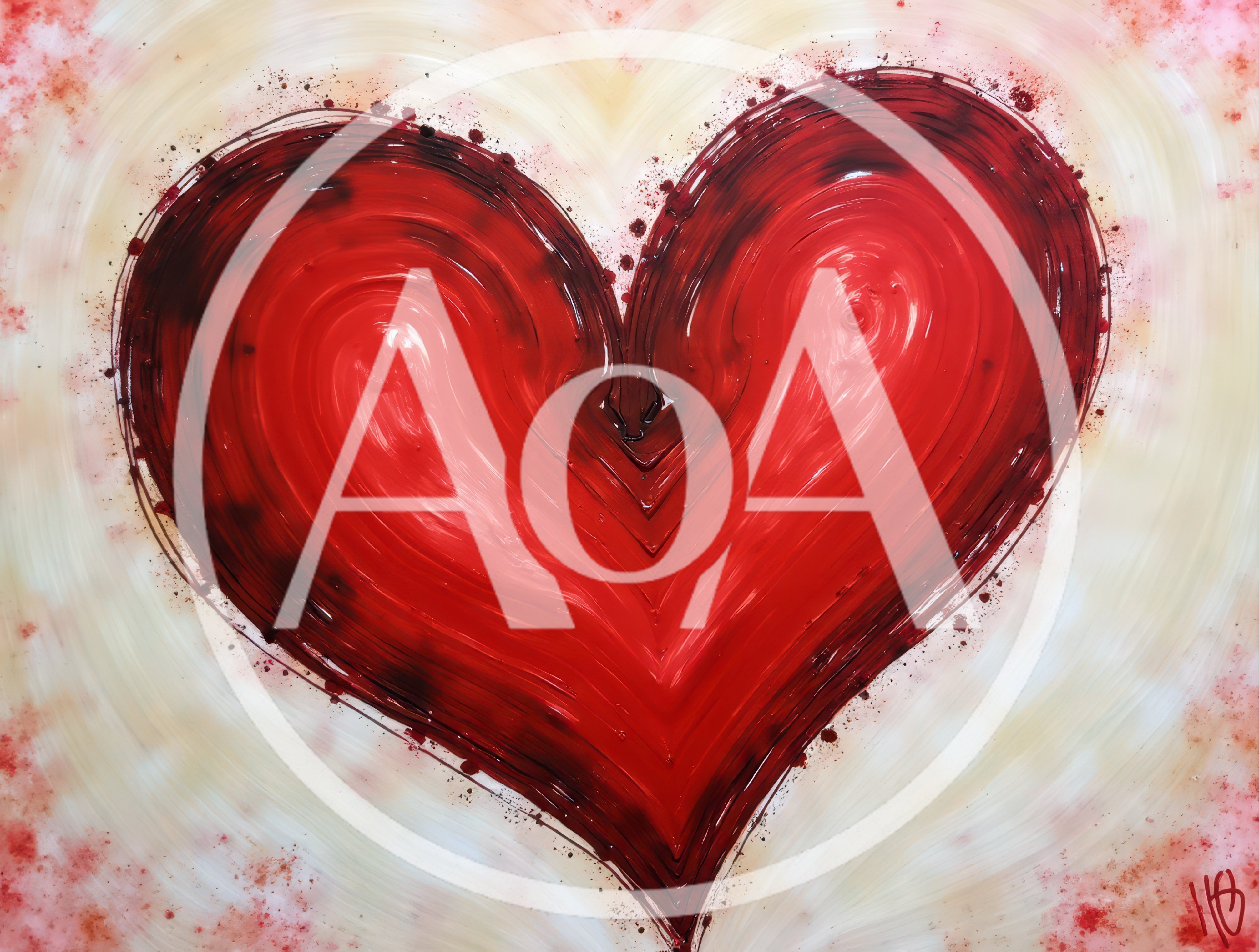 Abstract Red Heart Oil Painting On Canvas