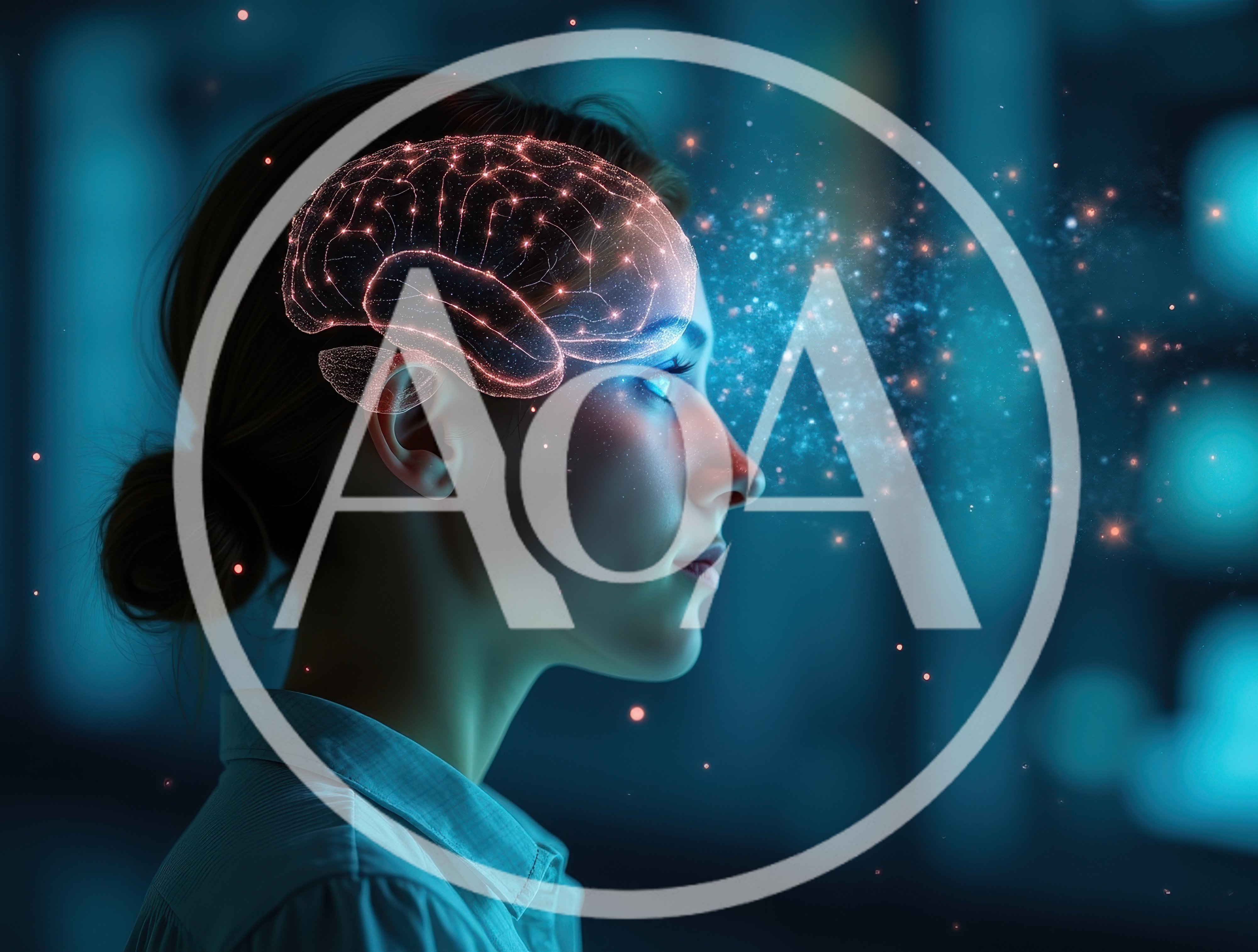 Digital Brain Visualization Over Woman Profile