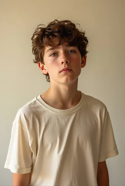 Portrait Of A Young Boy With Curly Hair