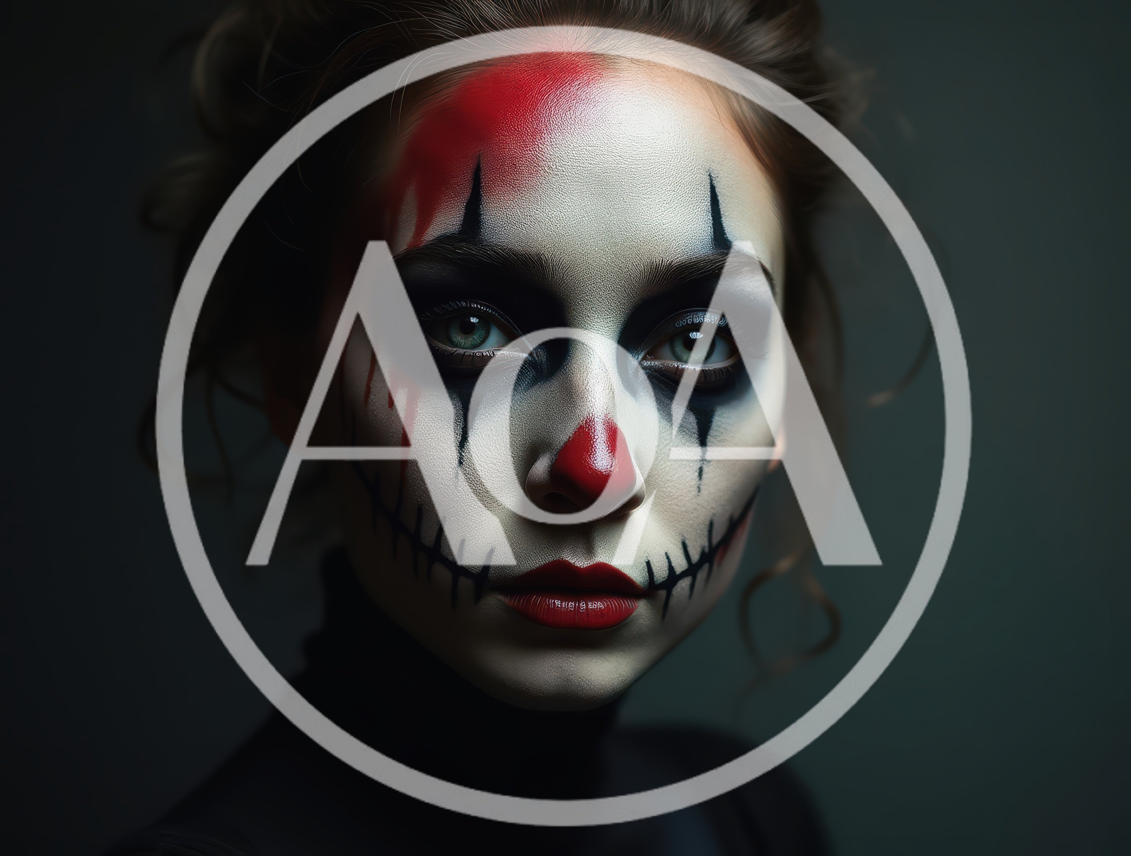 Portrait Of A Woman With Creepy Clown Makeup