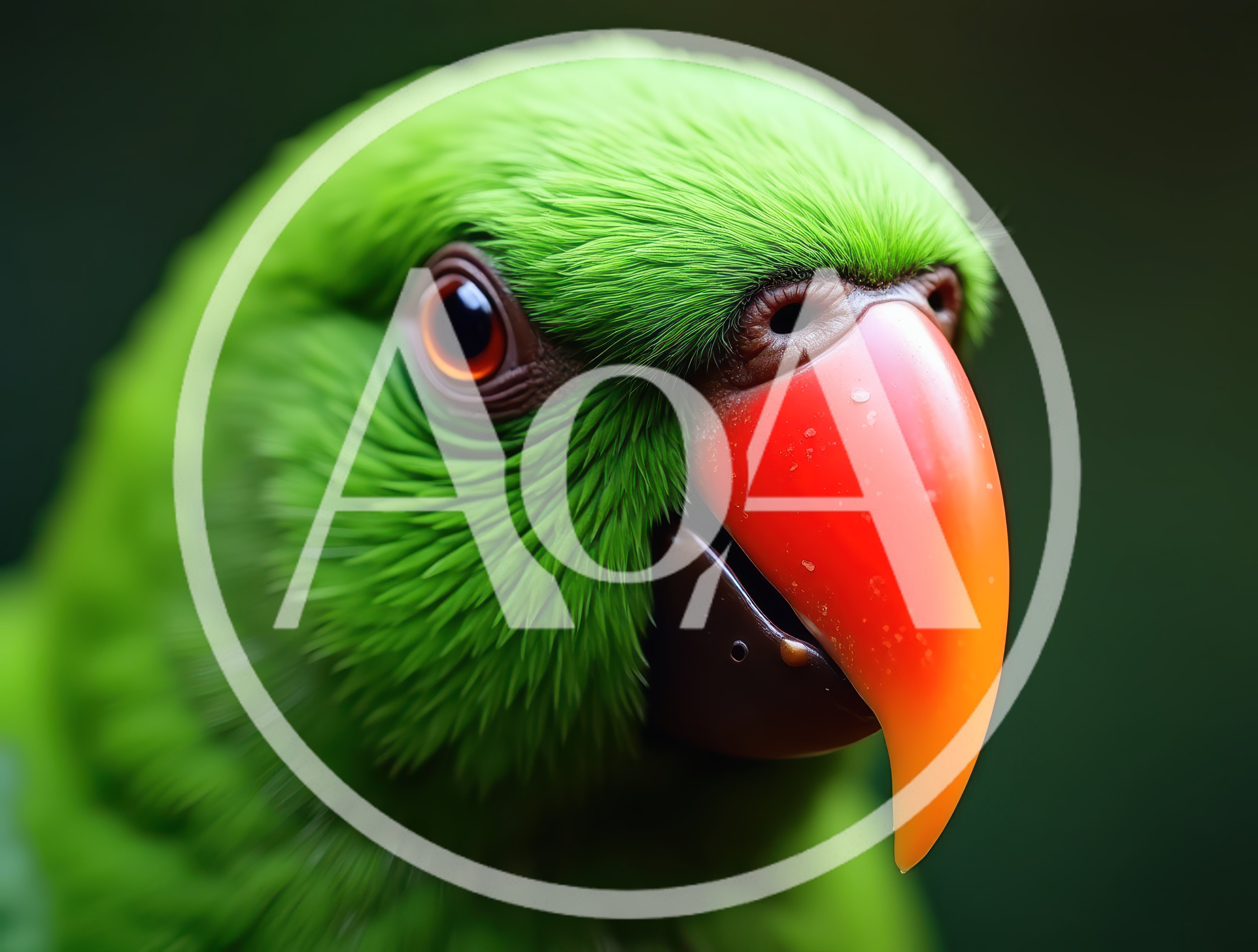 Close Up Portrait Of A Green Ring-Necked Parakeet