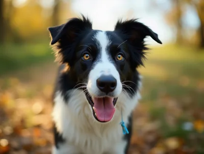 Portrait Of A Happy Border Collie Outdoors