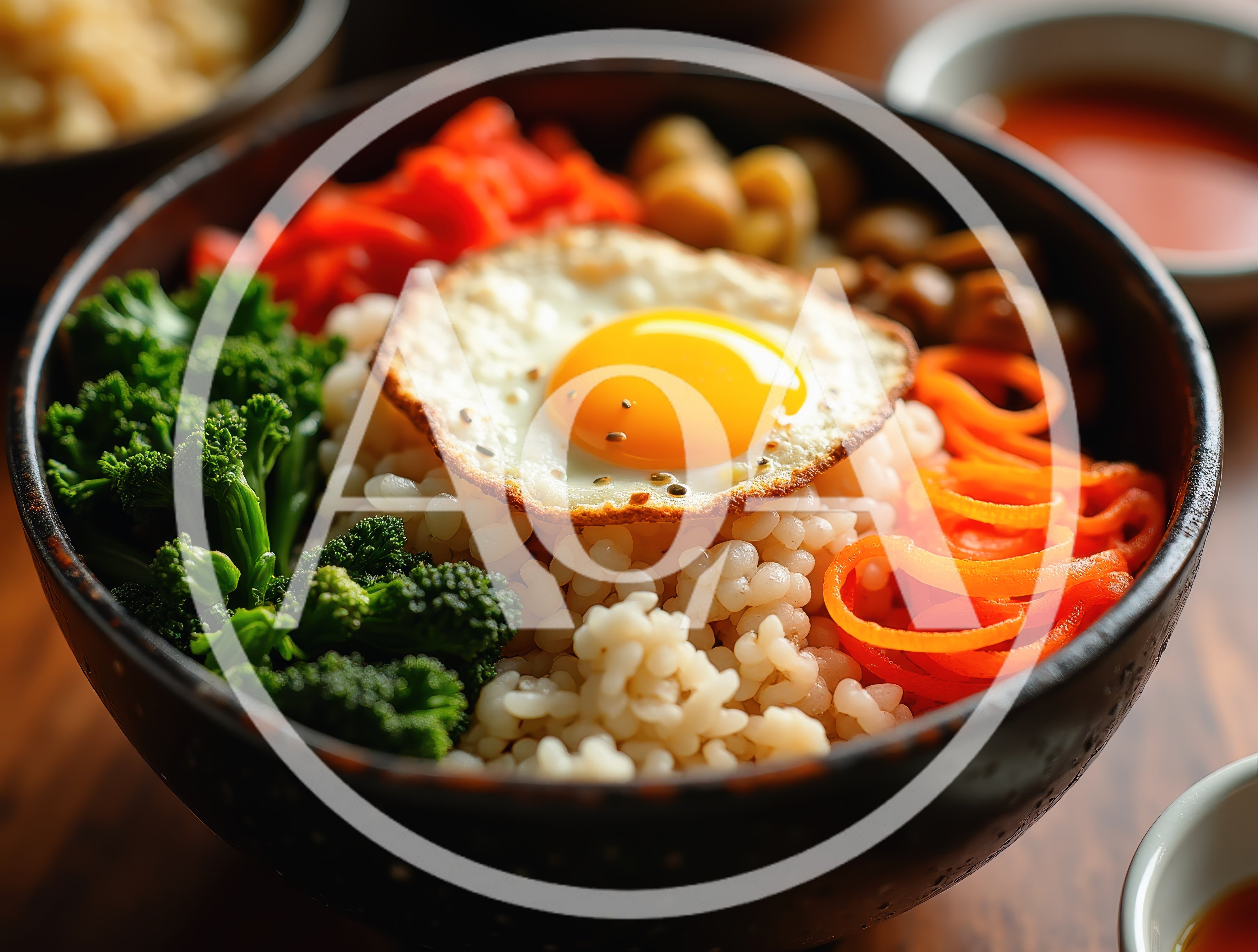 Bibimbap Bowl With Fried Egg And Fresh Vegetables
