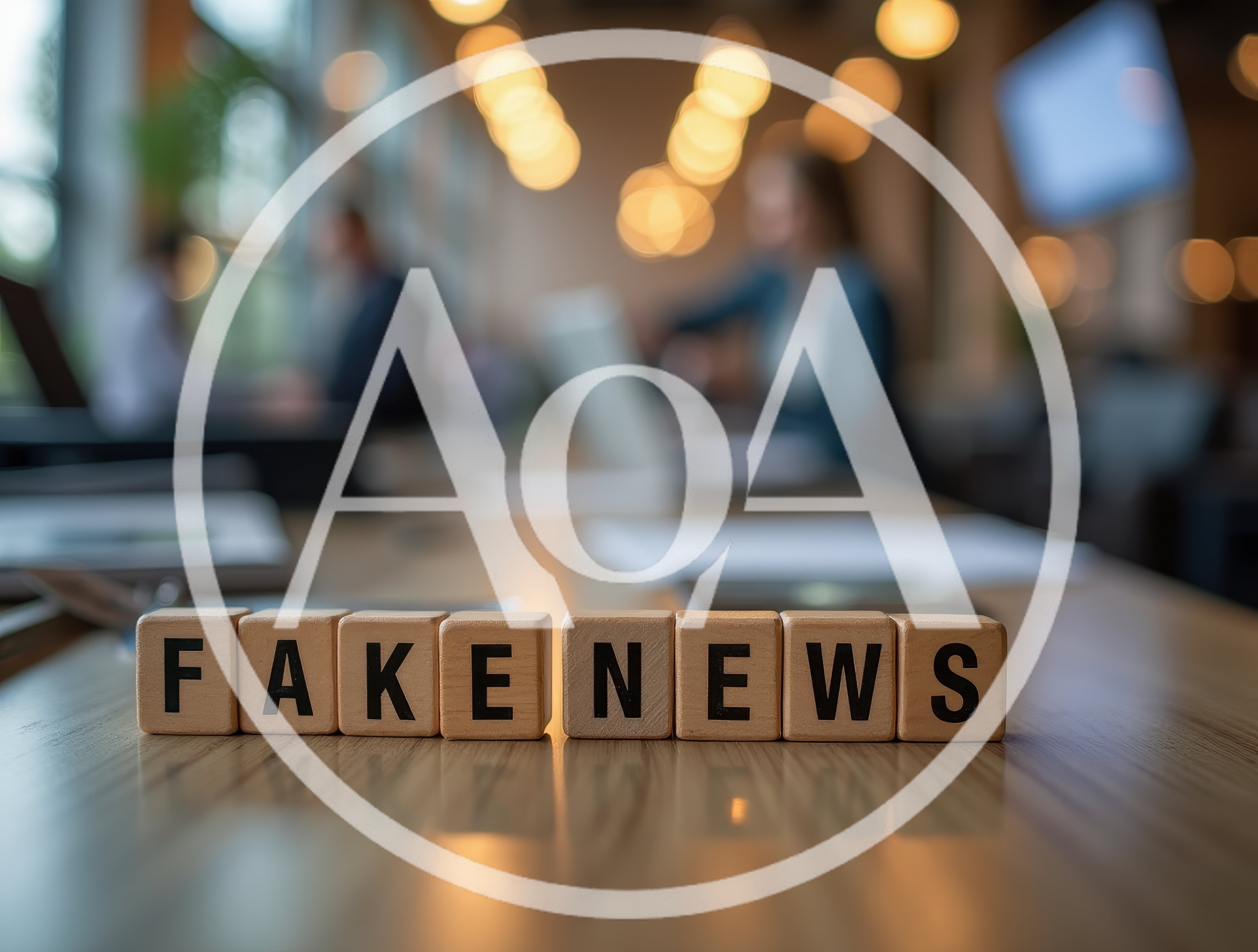 Wooden Blocks Spelling Fake News On Office Desk
