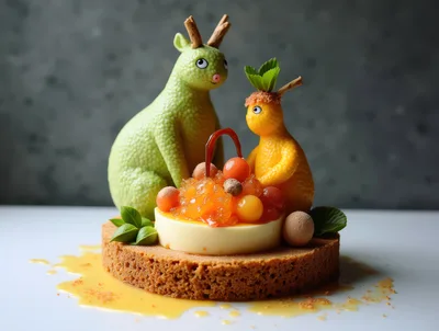 Whimsical Dessert Sculpture With Animal Figurines