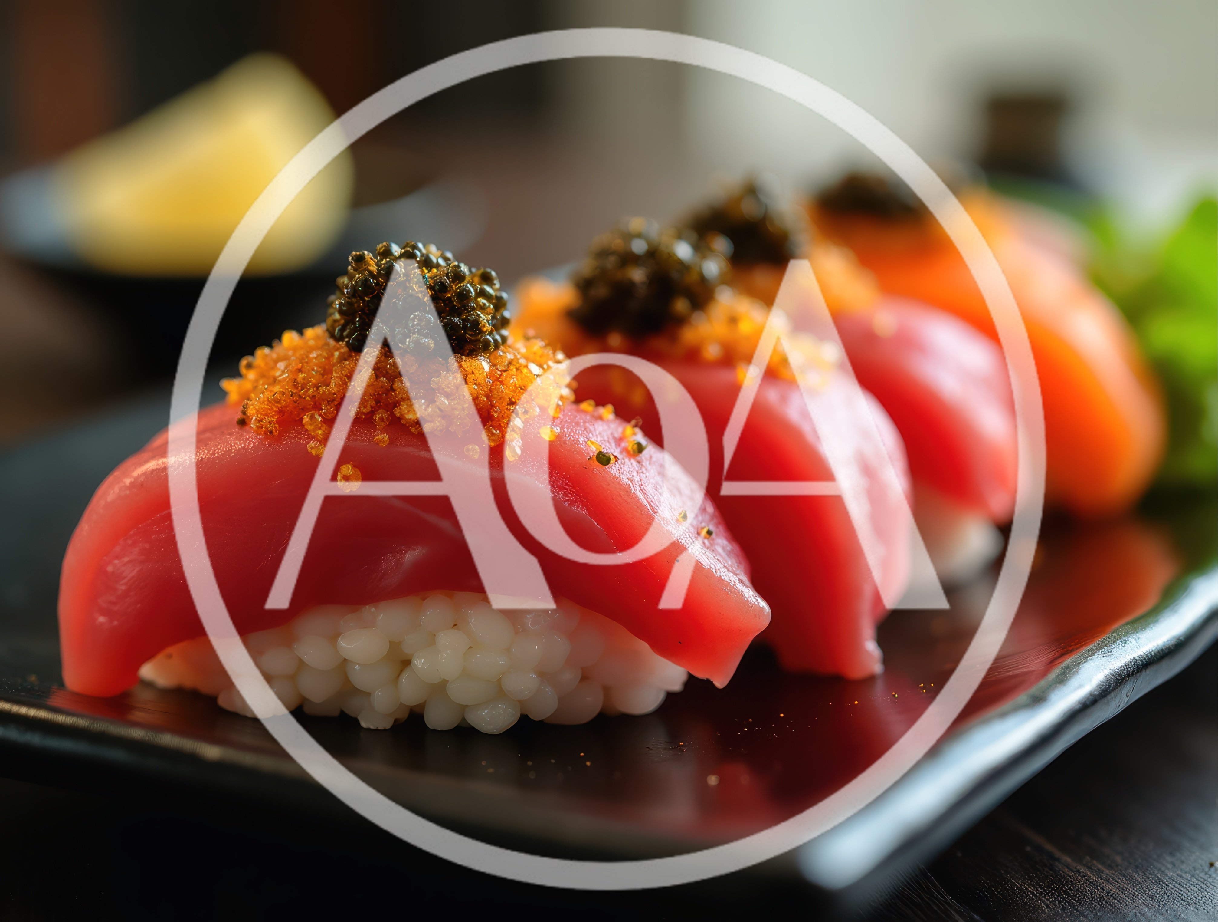 Fresh Tuna Nigiri Sushi With Caviar Topping