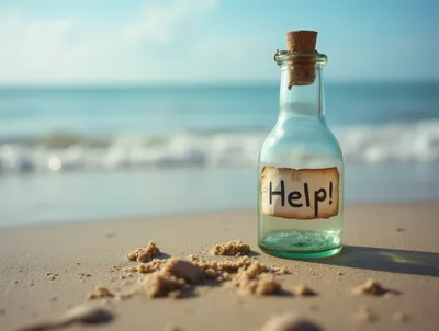 Message In A Bottle On A Sandy Beach