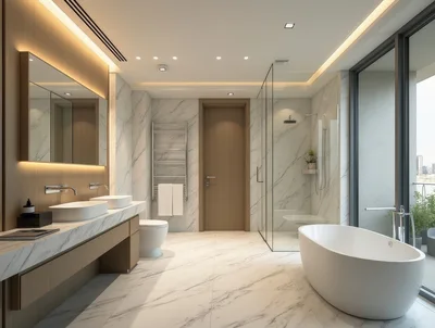 Modern Luxury Bathroom Interior With Marble Finishes