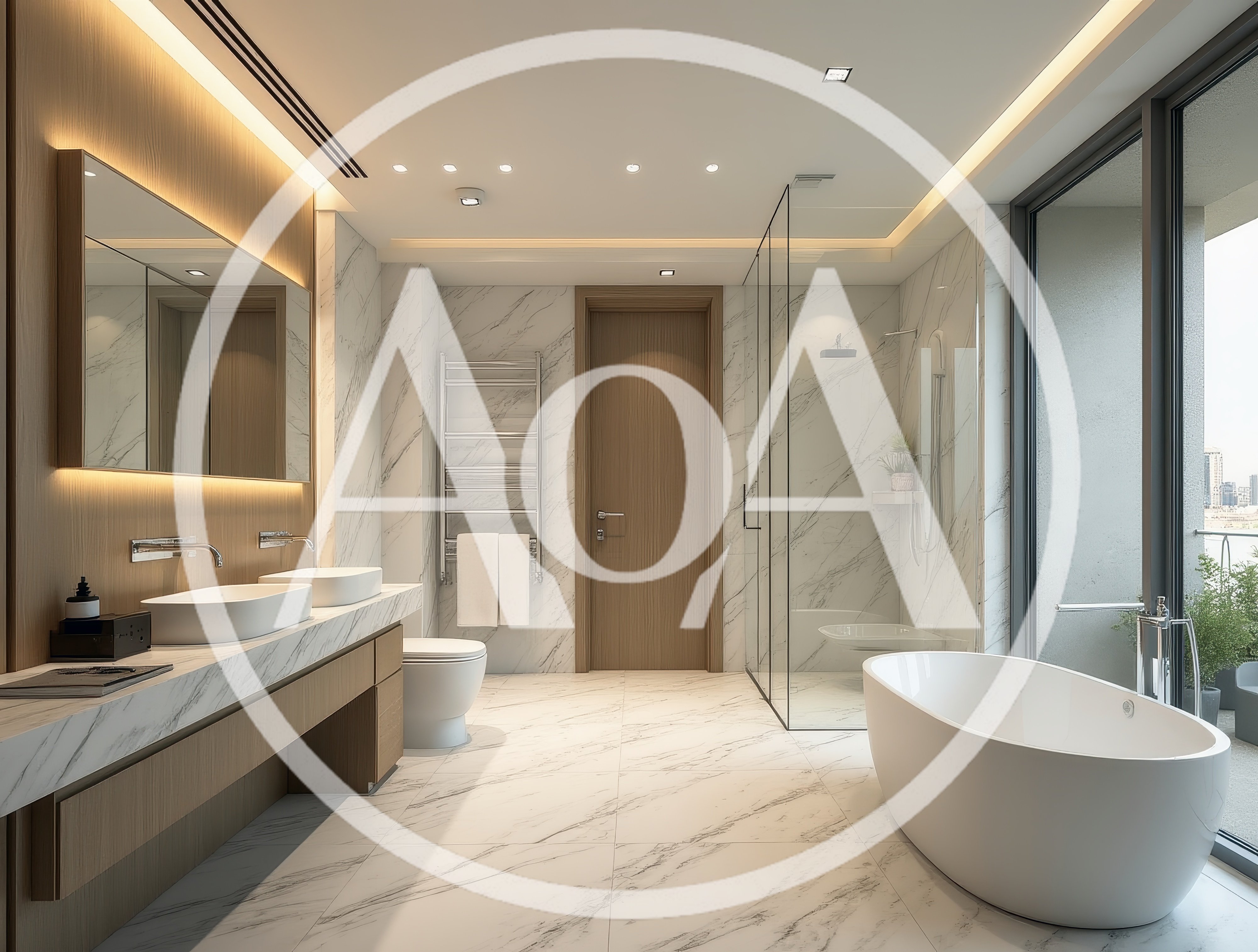 Modern Luxury Bathroom Interior With Marble Finishes