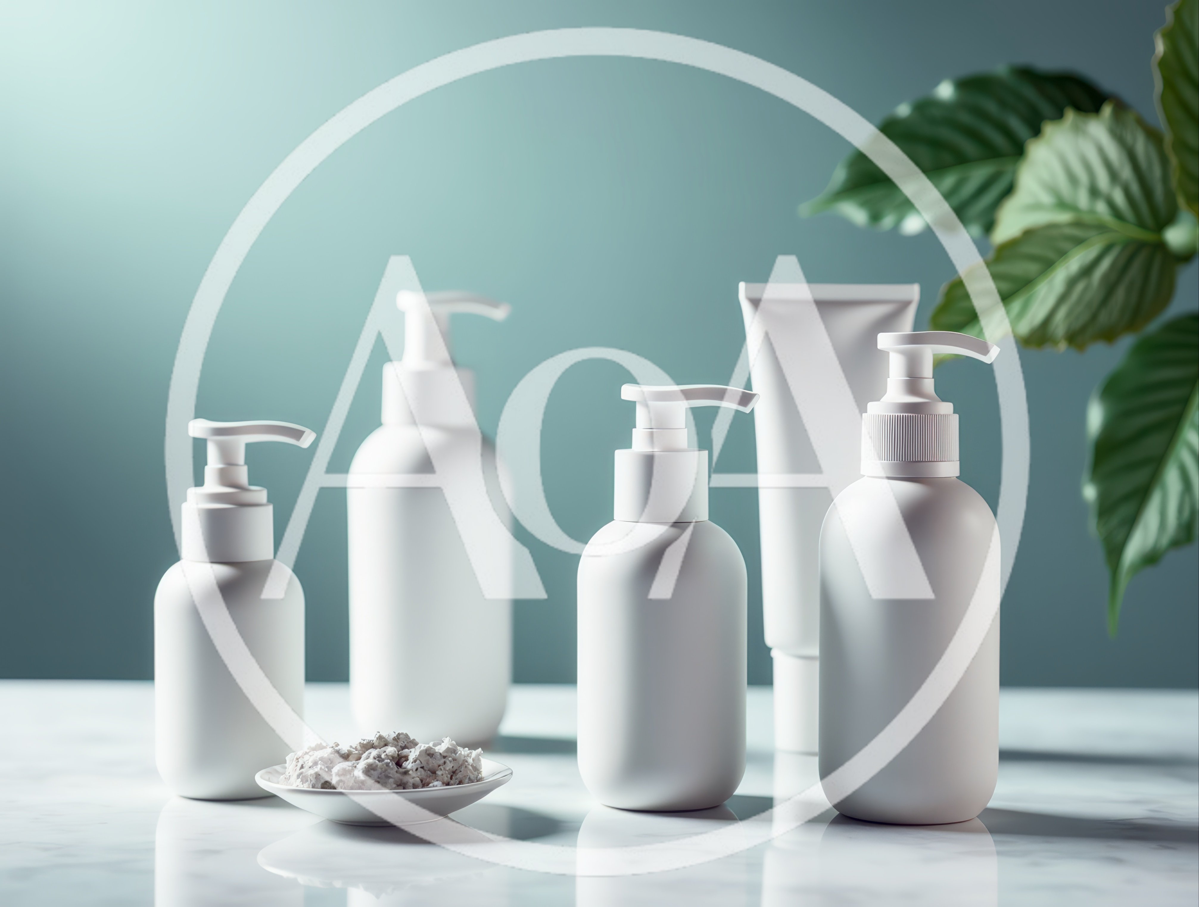Minimalist Skincare Product Bottles On Marble Surface