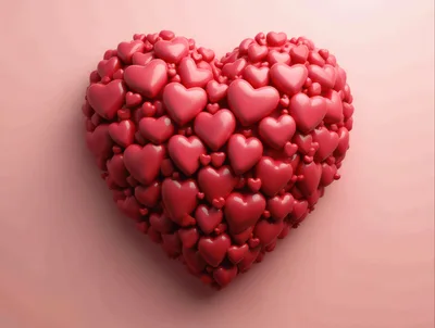 Large Heart Shape Composed Of Many Small Red Hearts