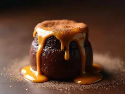 Decadent Chocolate Lava Cake With Caramel Drizzle