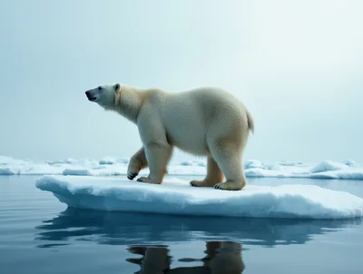 Polar Bear Walking On A Floating Ice Floe