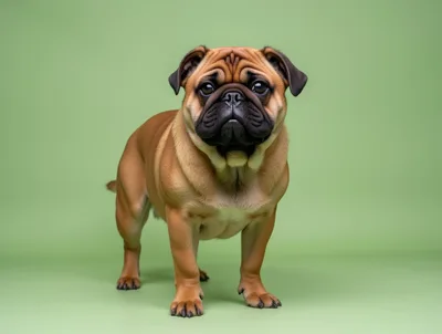 Studio Portrait Of A Standing Pug Dog