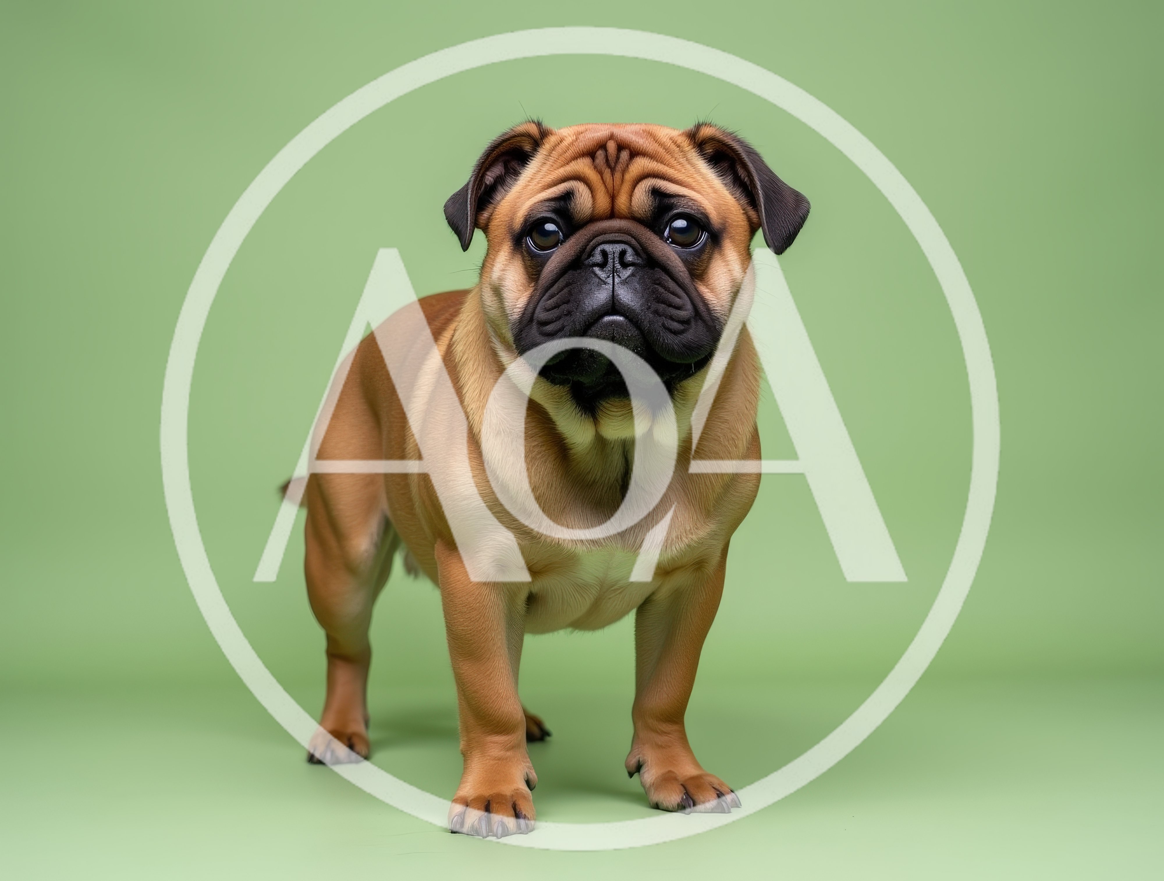 Studio Portrait Of A Standing Pug Dog