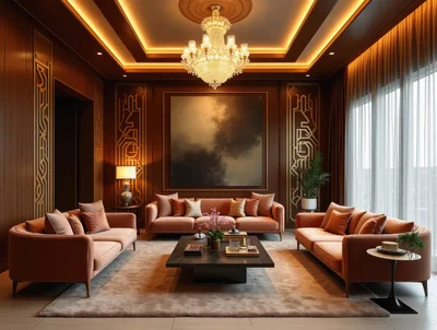 Luxurious Modern Living Room With Velvet Sofas