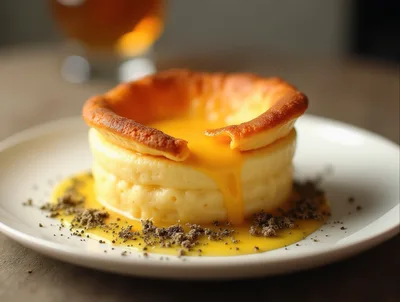 Gourmet Souffle Pancake With Molten Egg Yolk