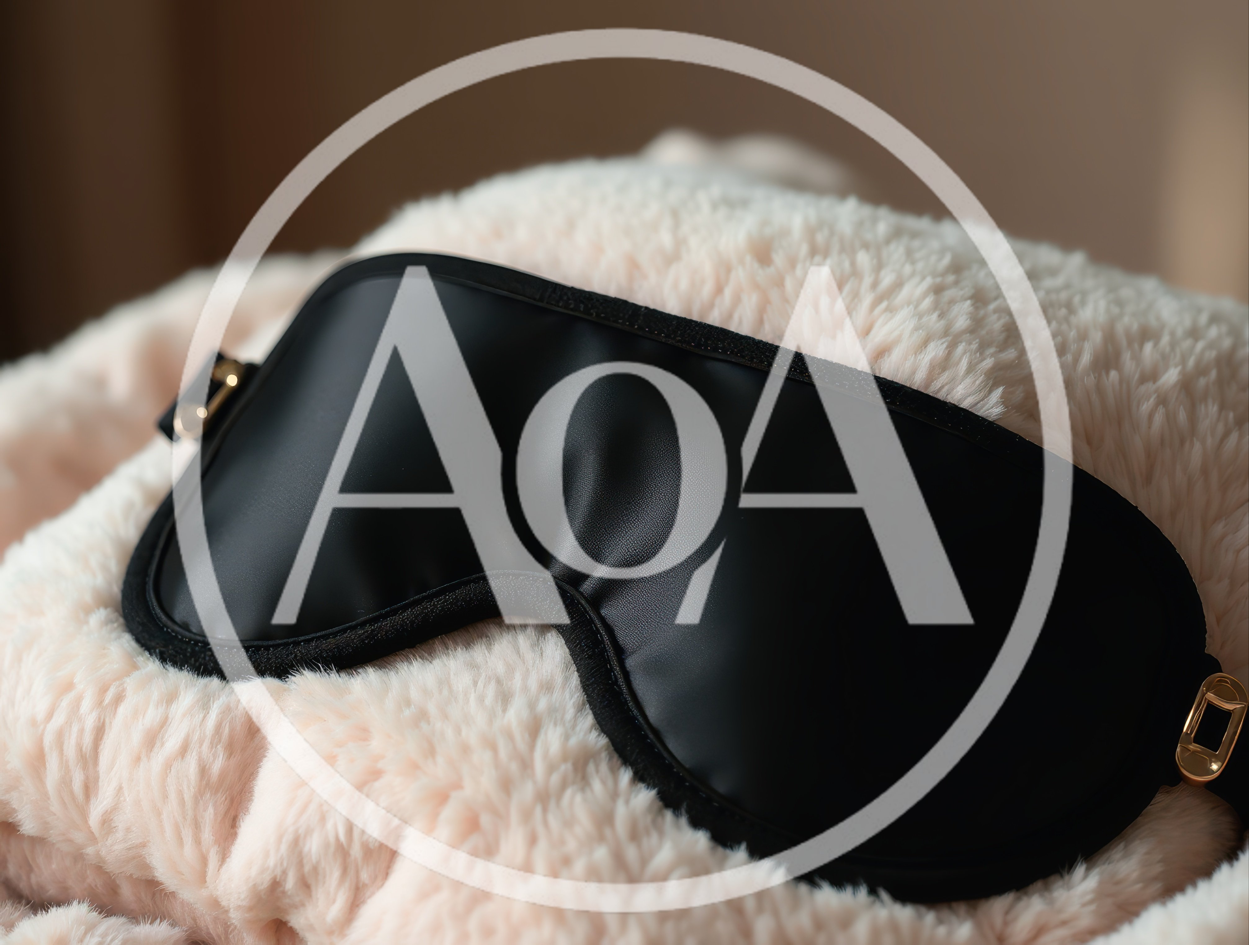 Black Silk Sleep Mask On Soft Fluffy Blanket