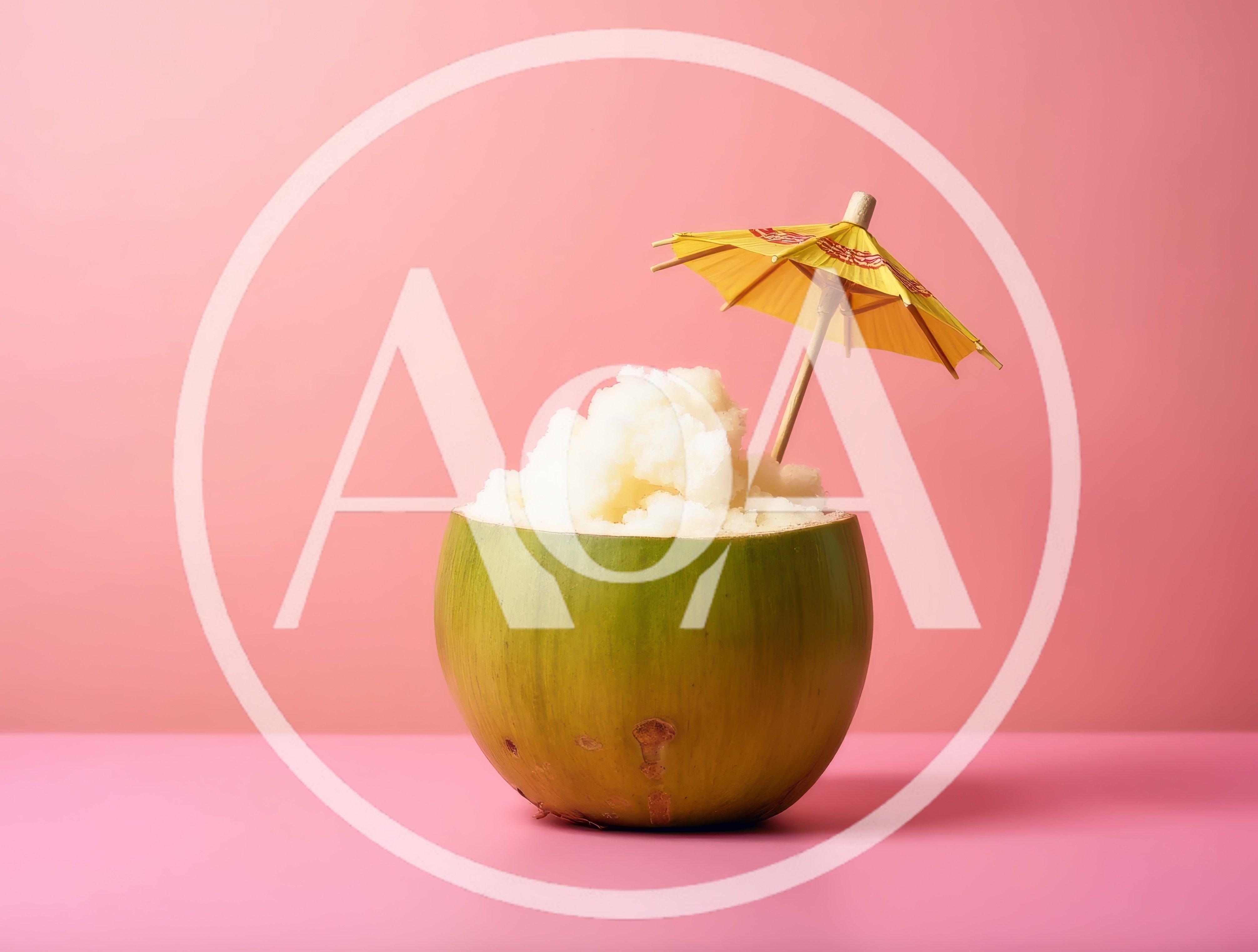 Coconut Sorbet Served In A Fresh Coconut Shell