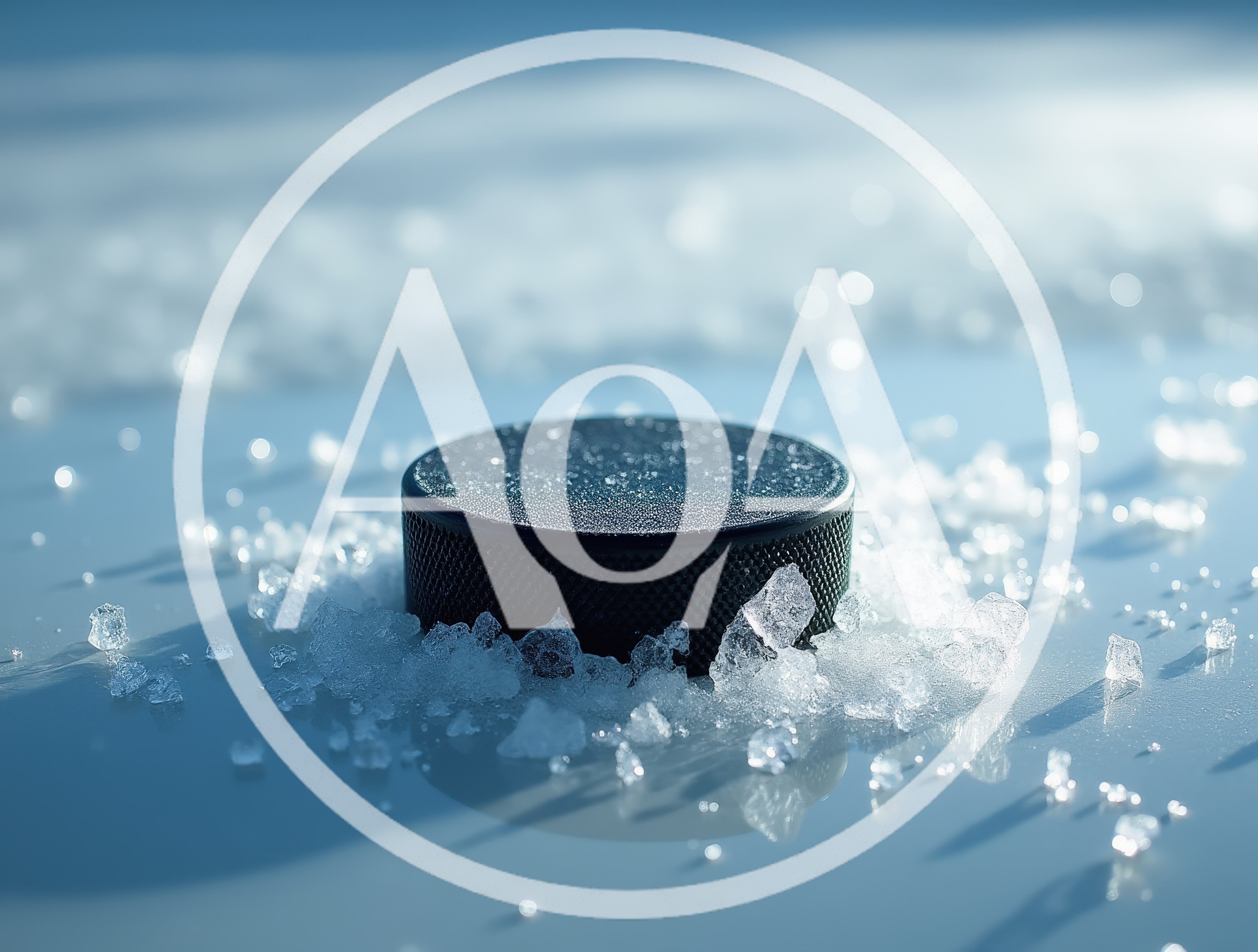 Black Ice Hockey Puck Resting On Frozen Surface