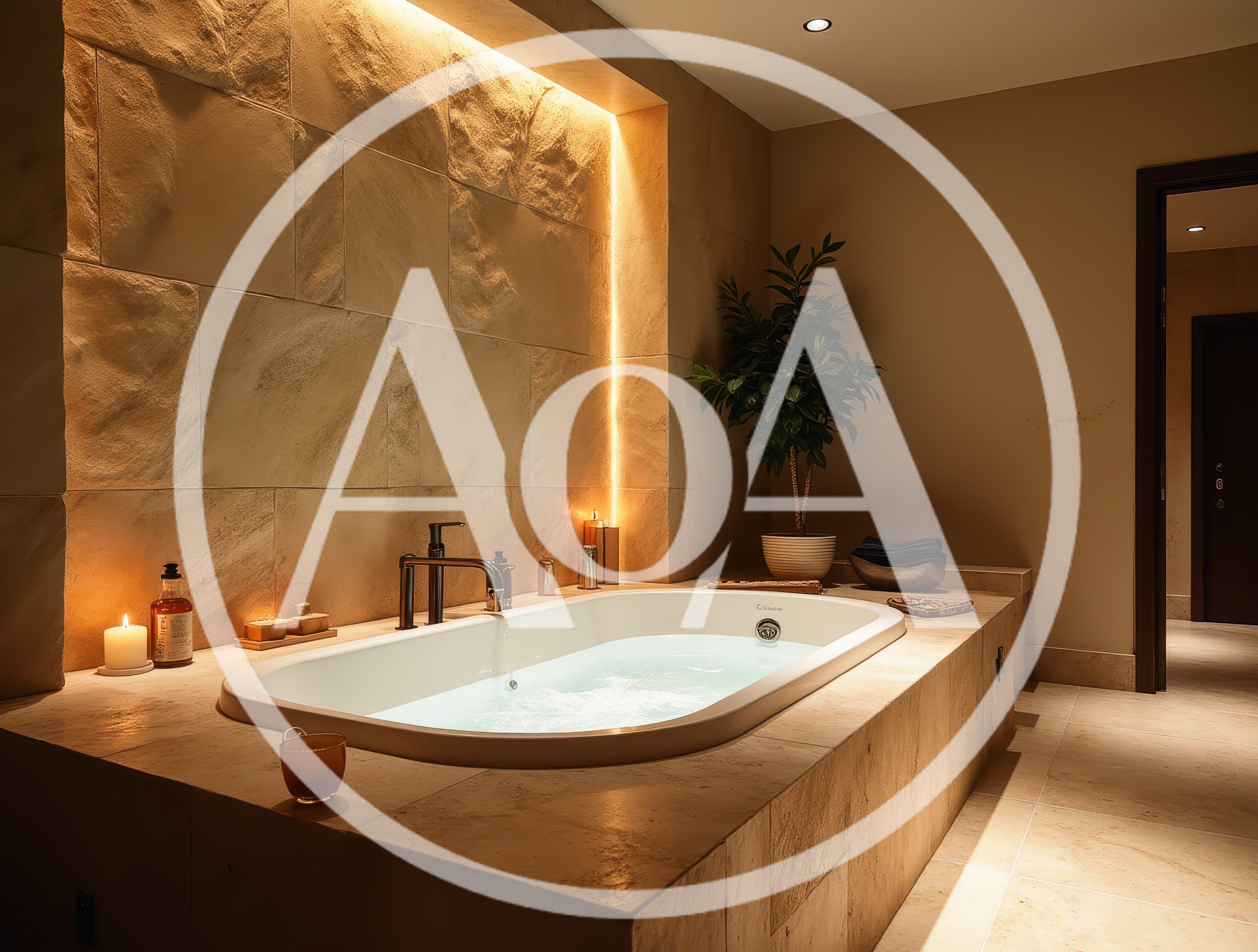 Luxury Bathroom Interior With Built In Bathtub