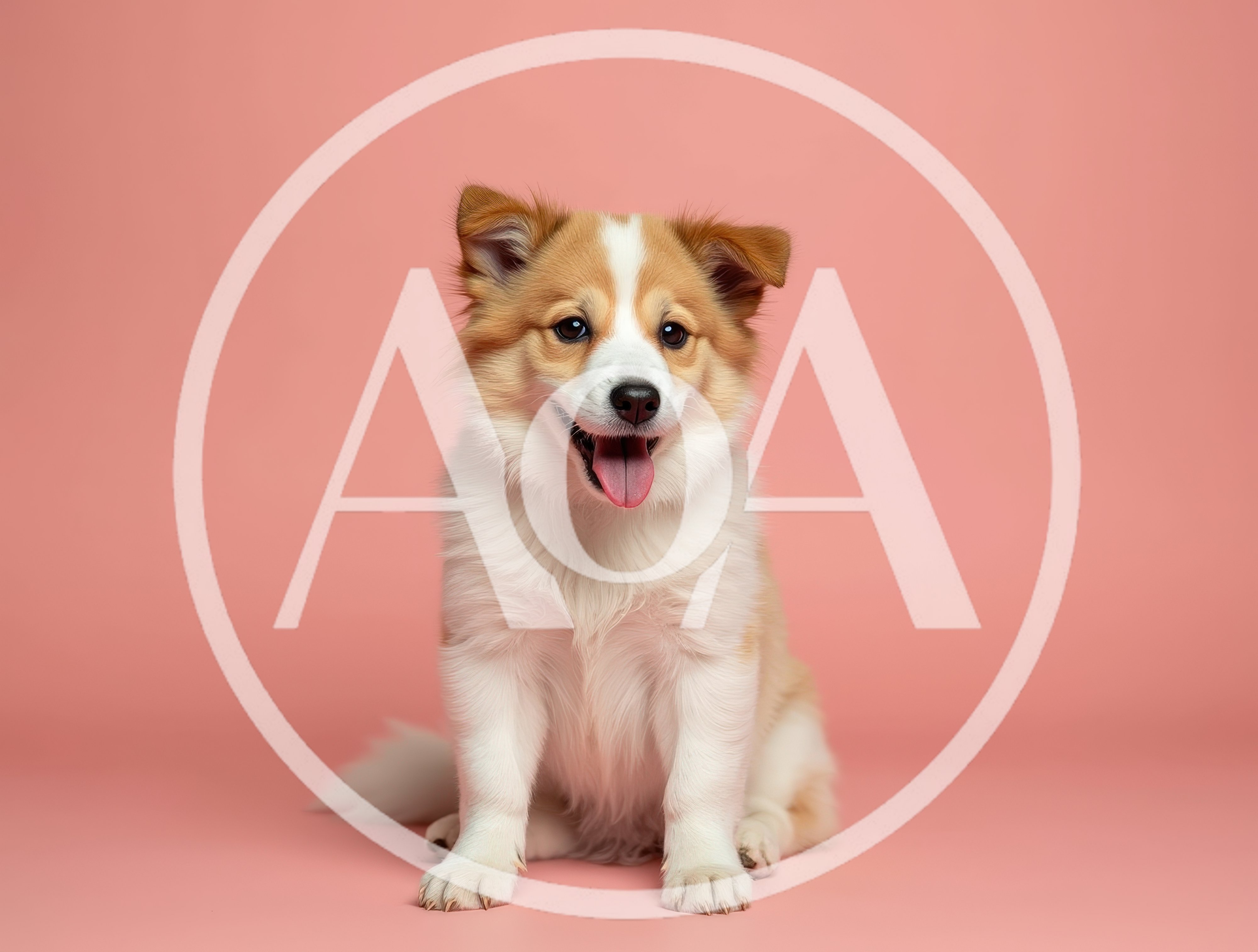 Adorable Fluffy Puppy Sitting On Pink Background