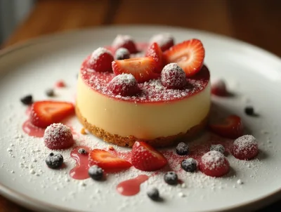 Gourmet Mini Cheesecake With Fresh Berries And Sauce