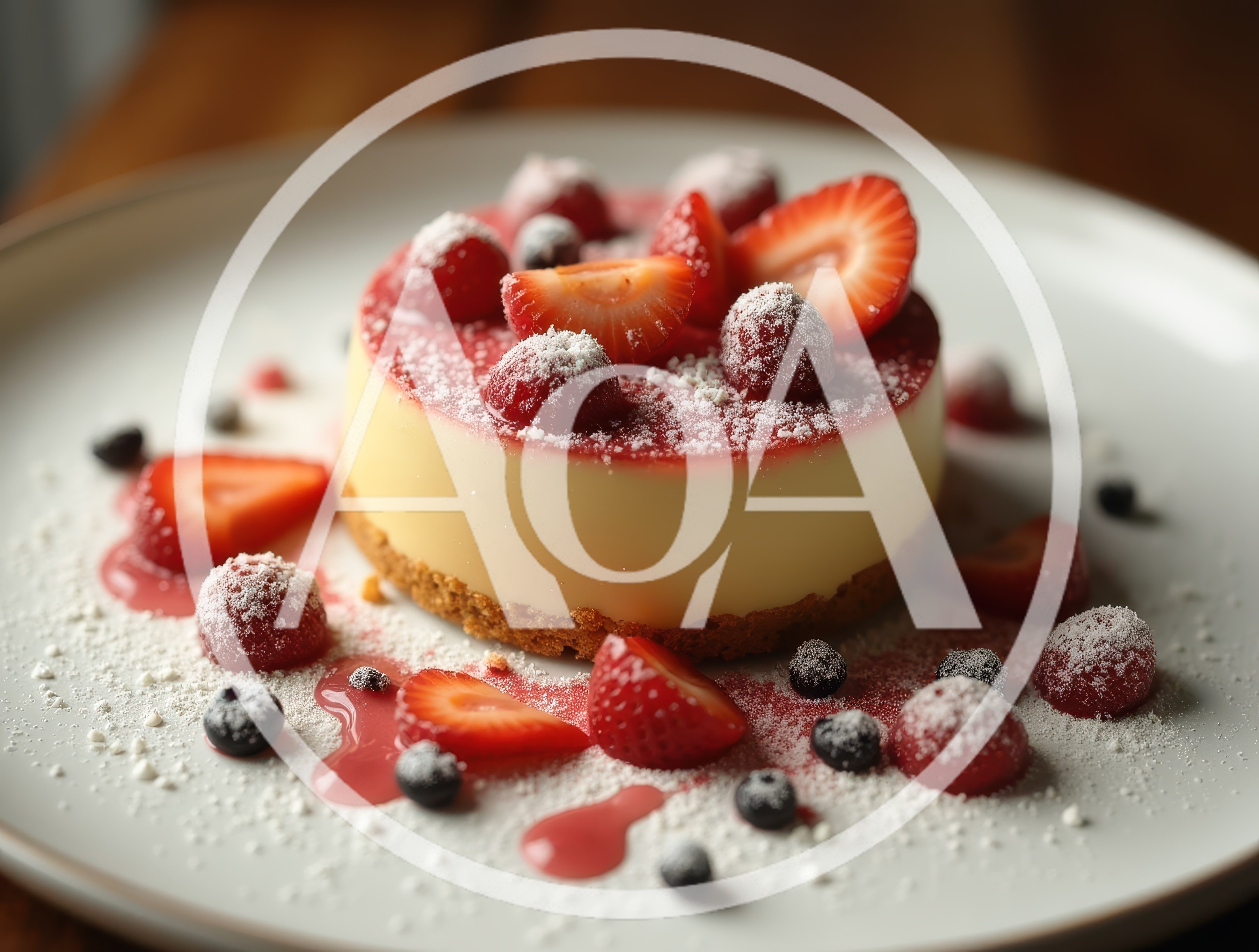 Gourmet Mini Cheesecake With Fresh Berries And Sauce