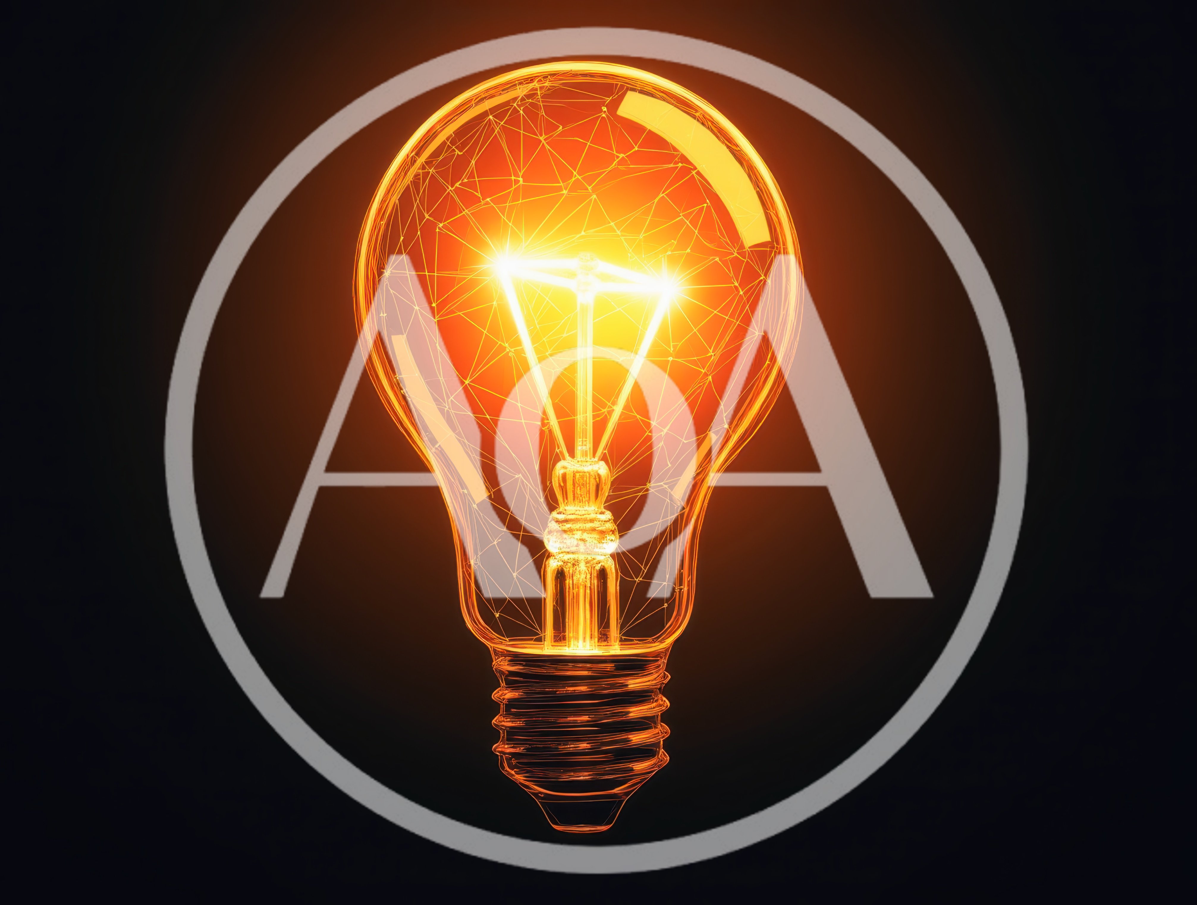 Glowing Digital Wireframe Light Bulb Concept