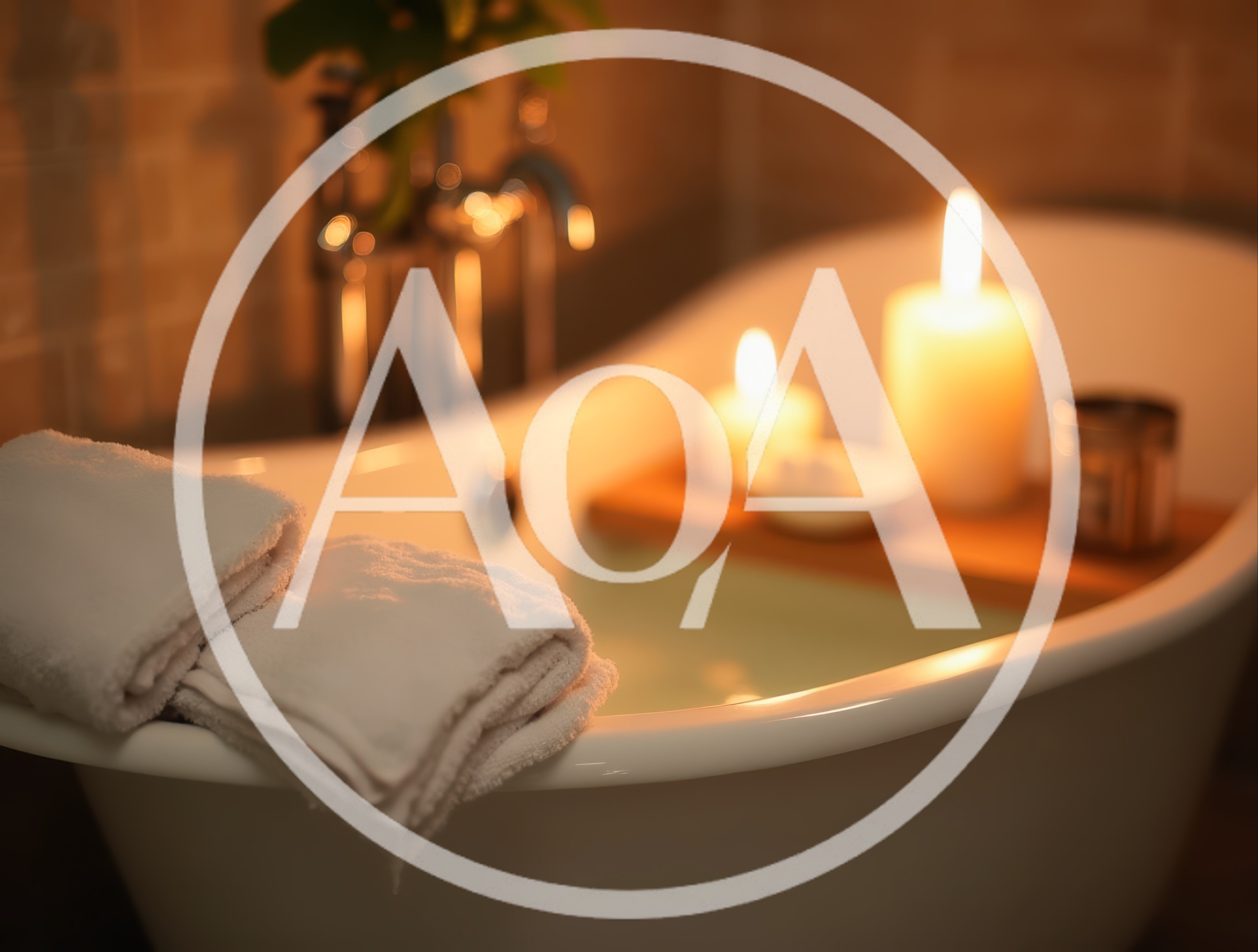 Relaxing Bathtub Scene With Candles And Towels