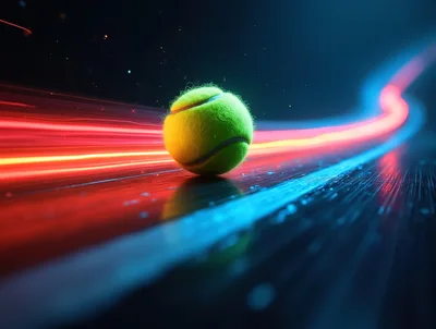 Tennis Ball Moving Fast With Neon Light Trails