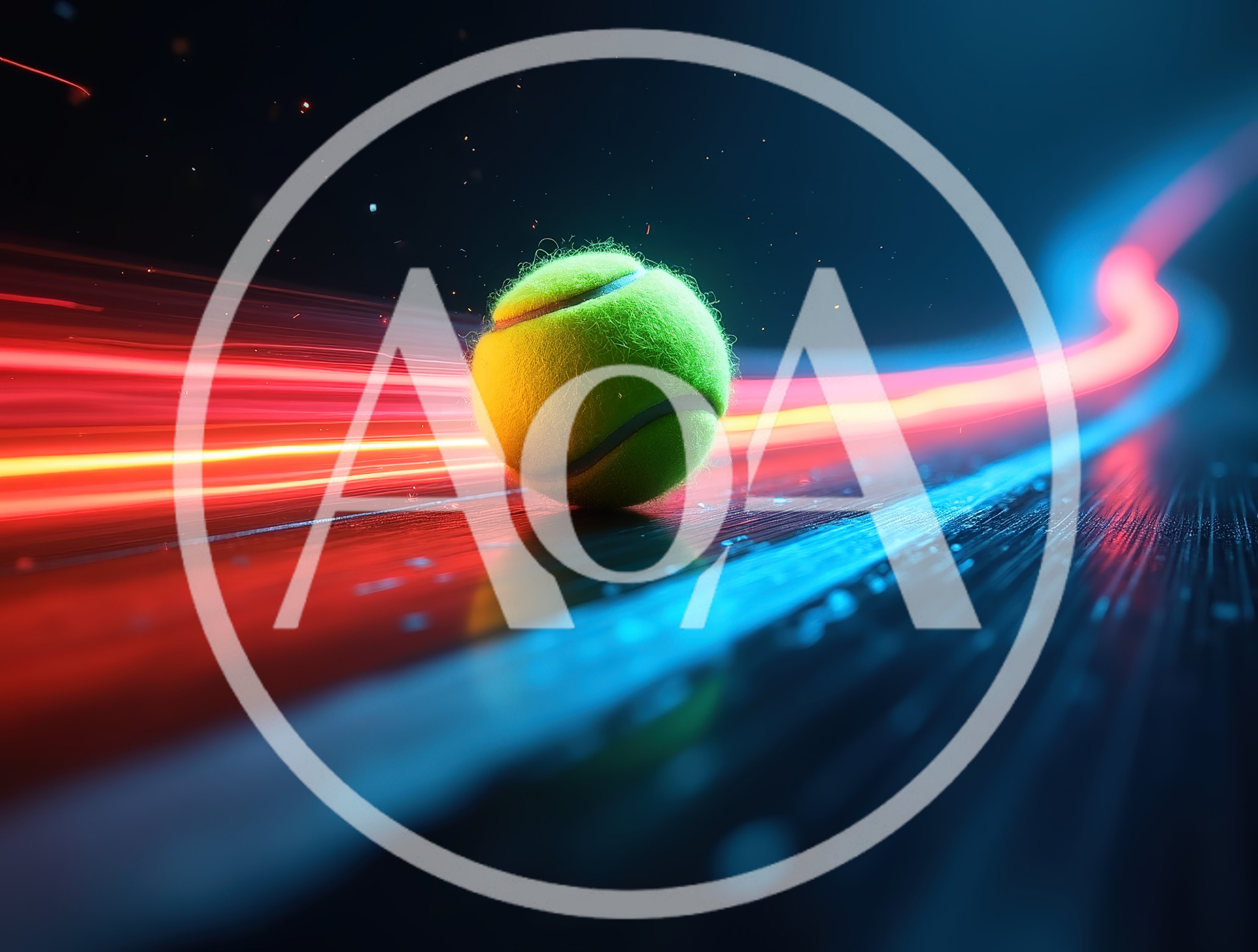 Tennis Ball Moving Fast With Neon Light Trails