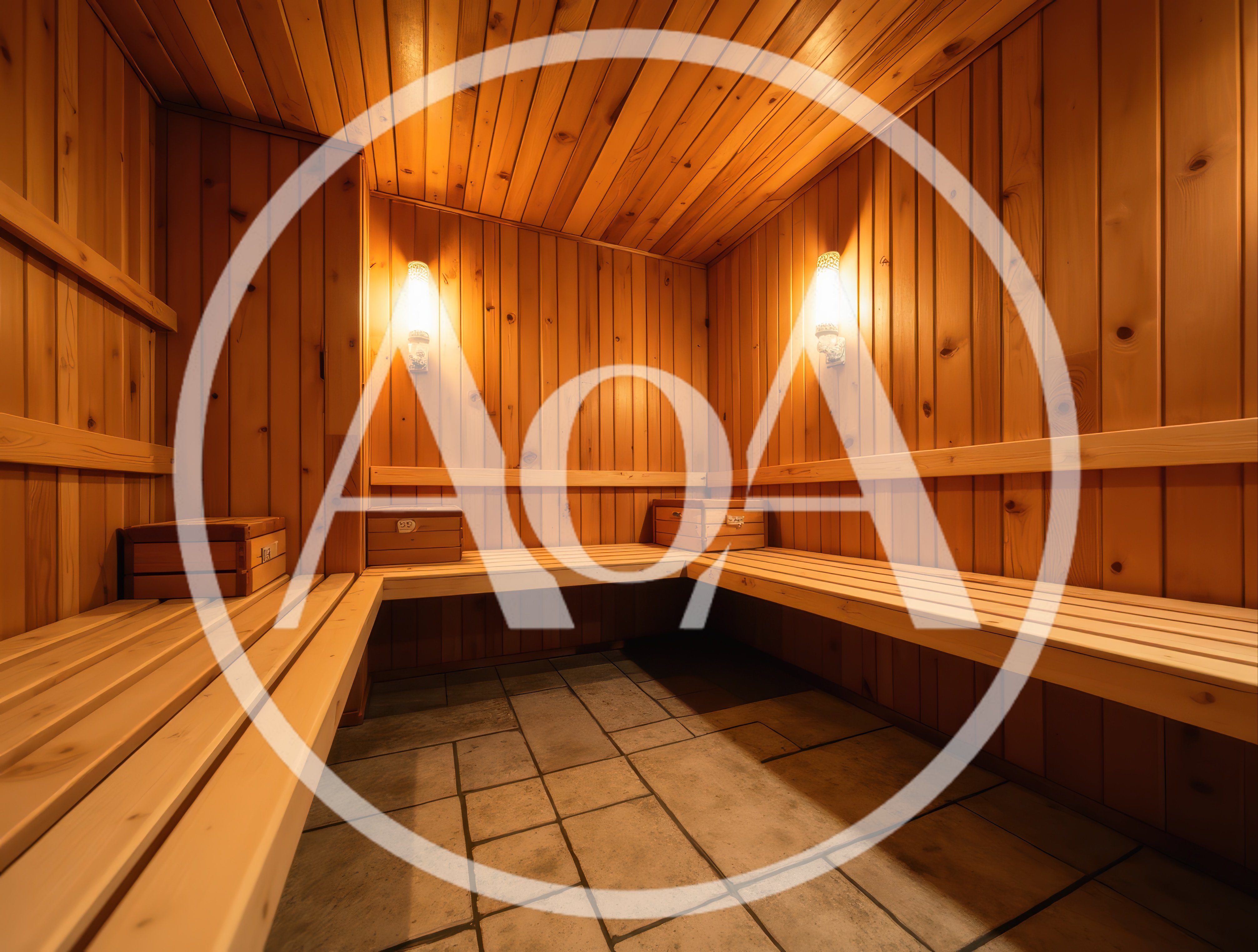 Empty Wooden Sauna Room With Stone Floor