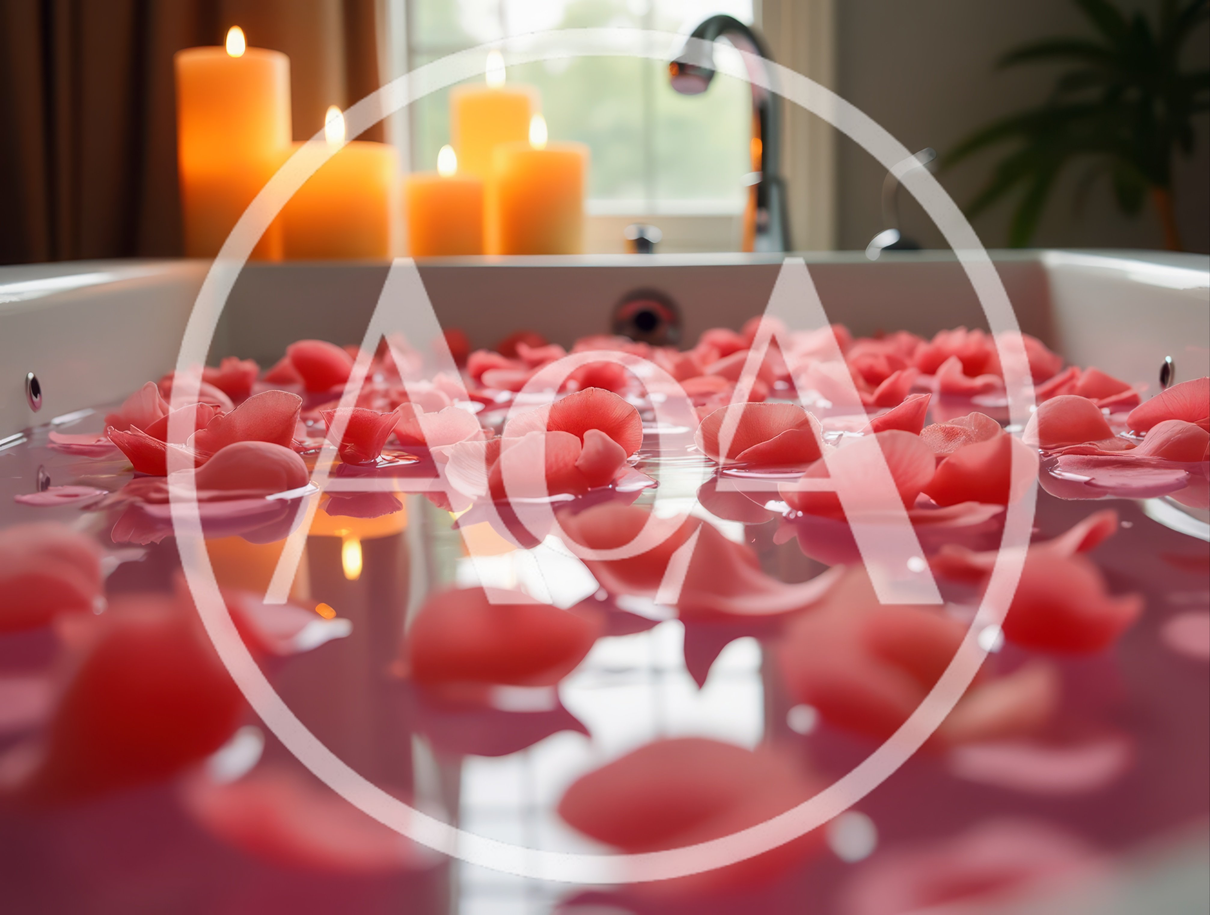 Bathtub Filled With Pink Water And Rose Petals