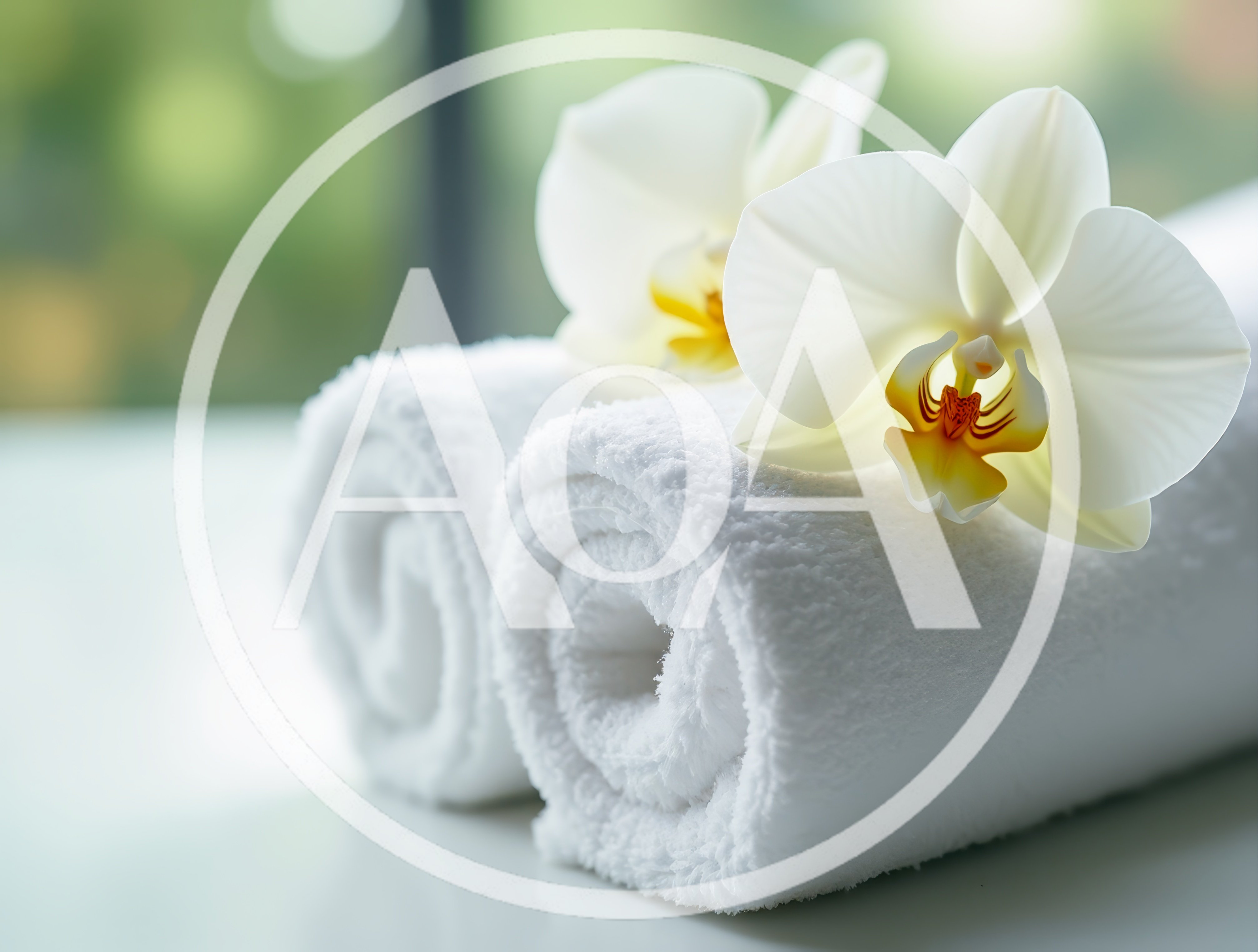 White Spa Towels With Orchid Flowers