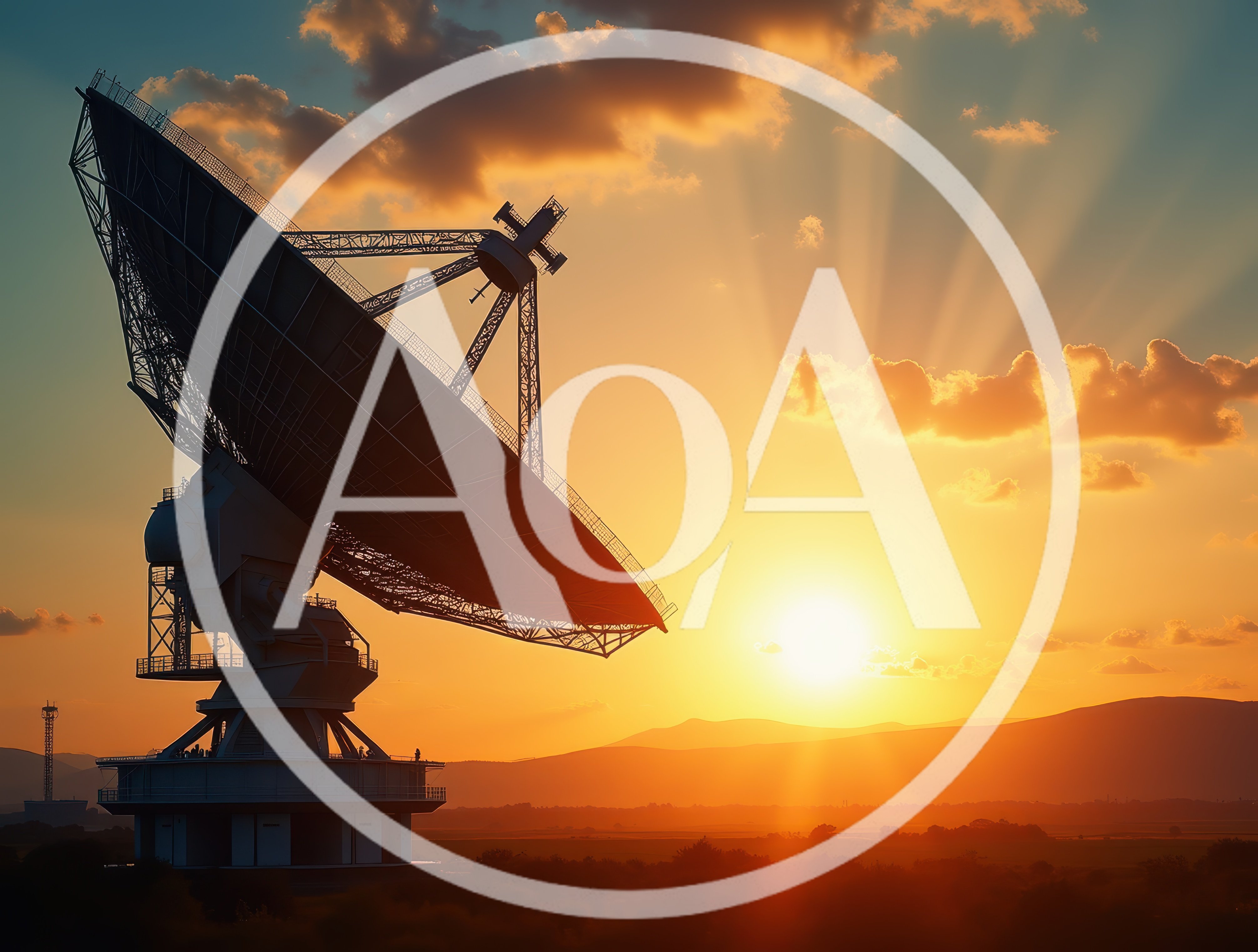 Large Radio Telescope Dish At Sunset
