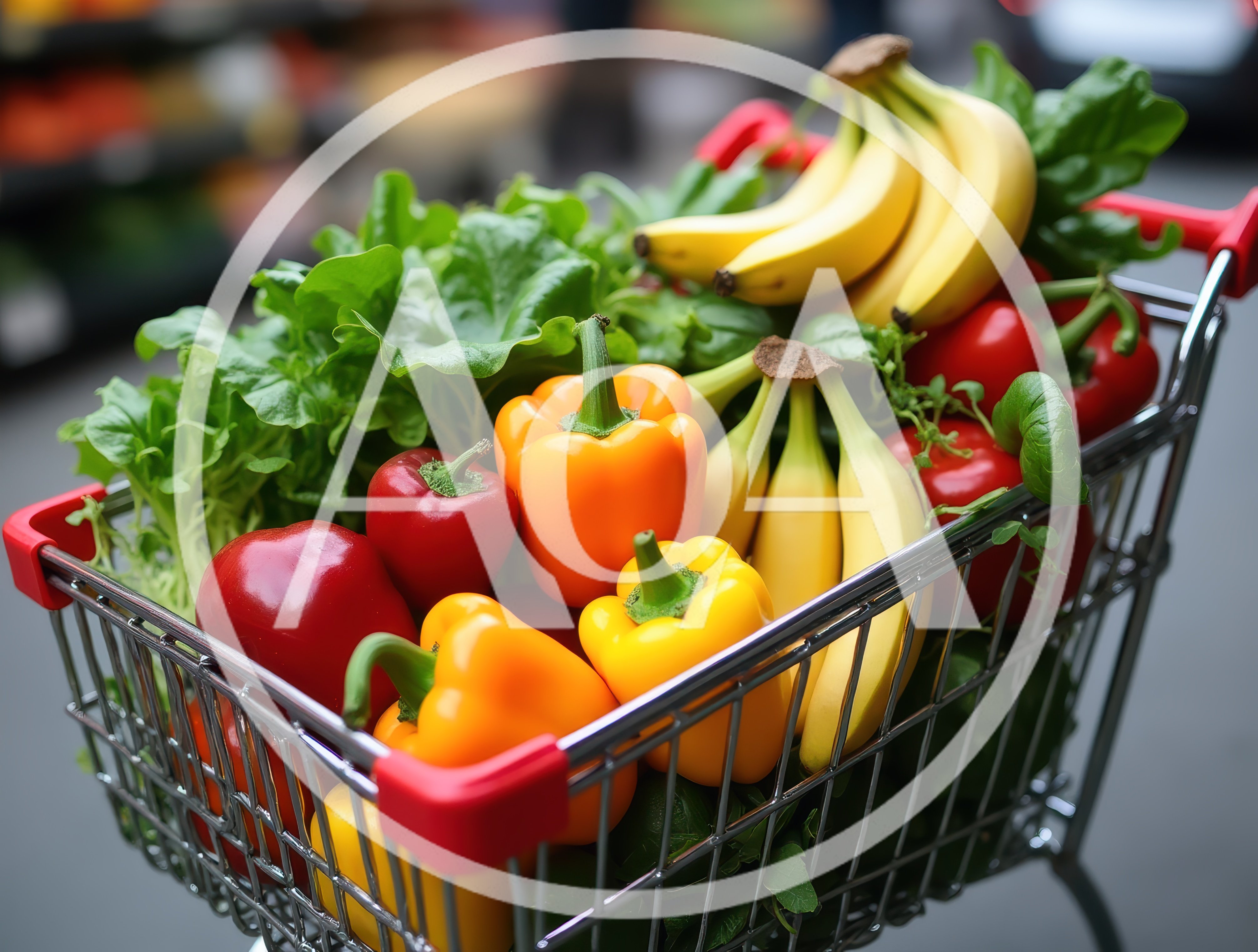 Shopping Cart Filled With Fresh Produce