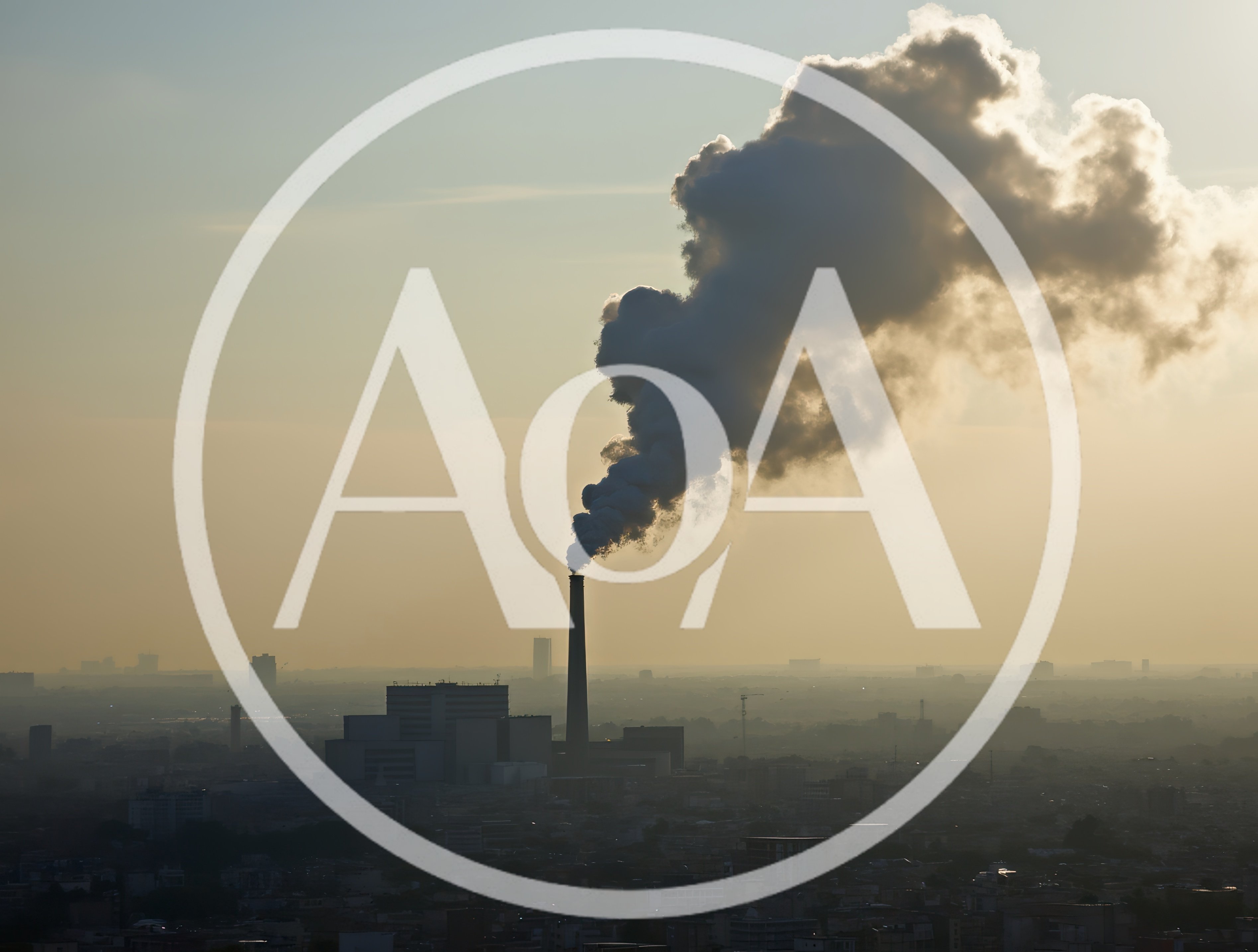 Industrial Smoke Stack Emitting Thick Pollution Over City