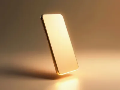 Floating Golden Smartphone On A Reflective Surface