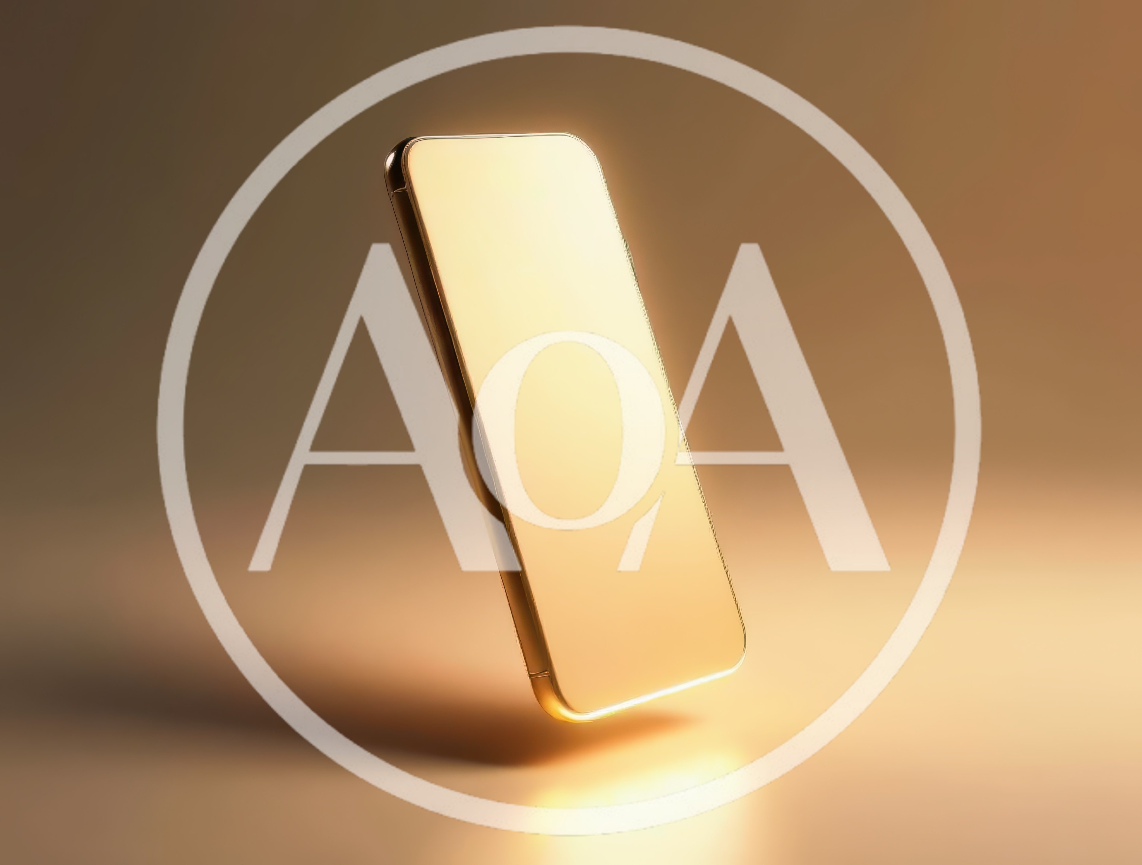 Floating Golden Smartphone On A Reflective Surface